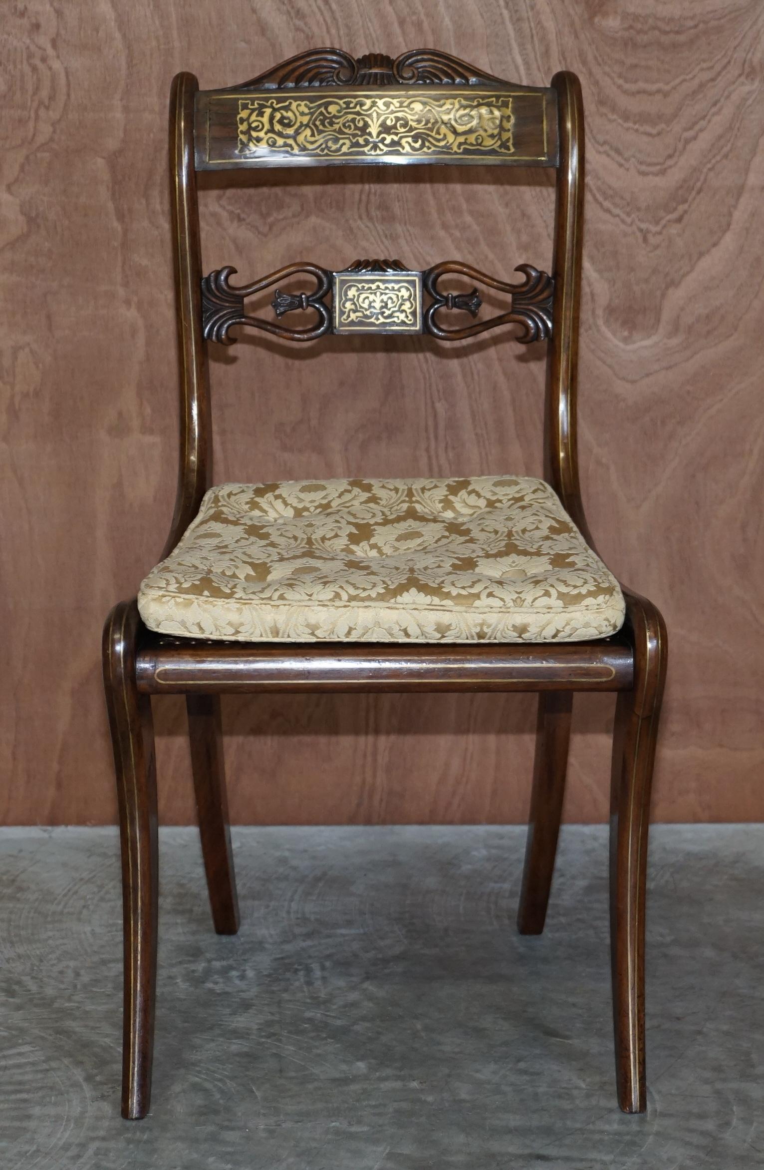 Anglais 12 Importantes chaises de salle à manger de style Régence originales en bois dur et laiton John Gee 1779-1824 en vente