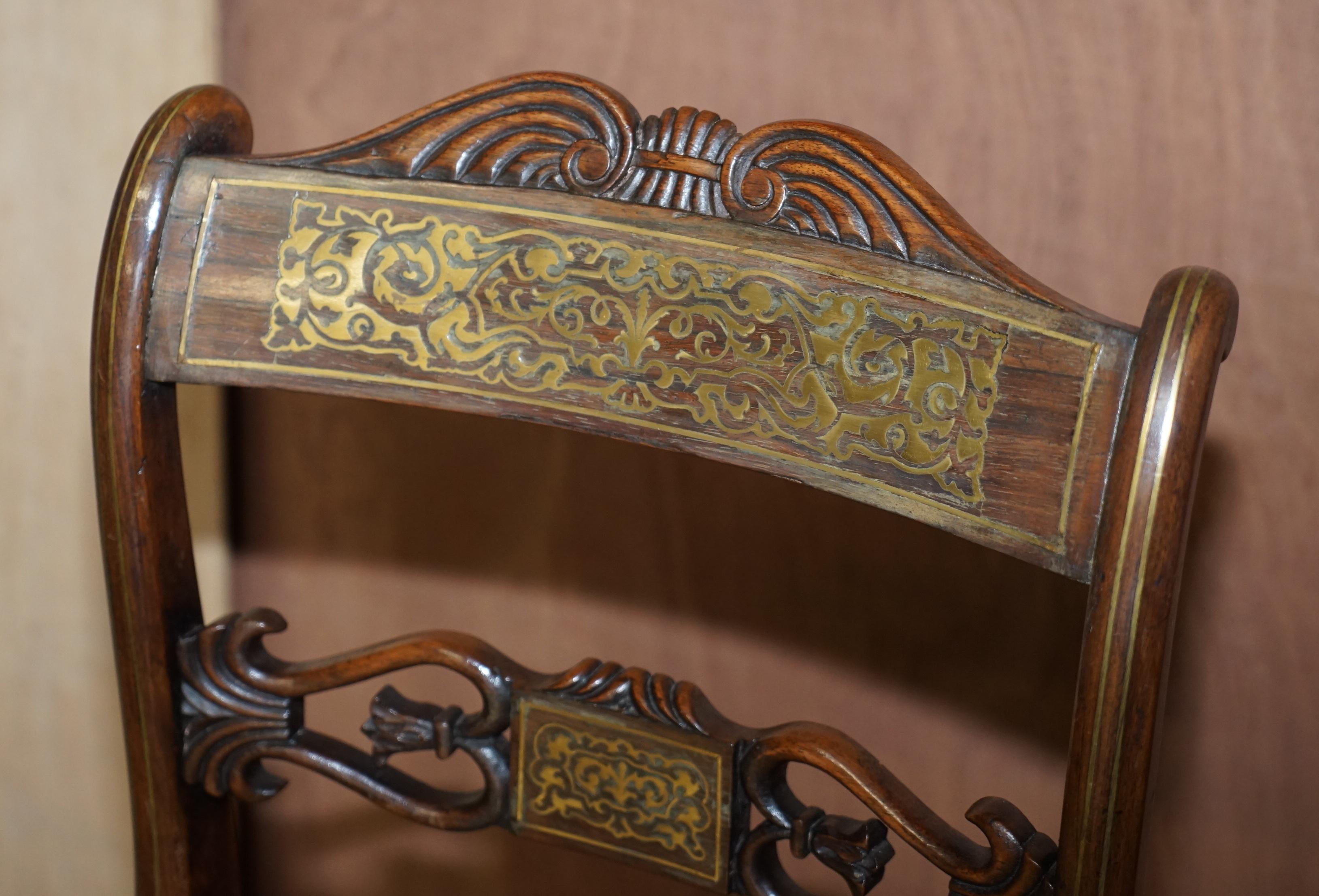 Rattan 12 Important John Gee 1779-1824 Original Regency Hardwood & Brass Dining Chairs For Sale