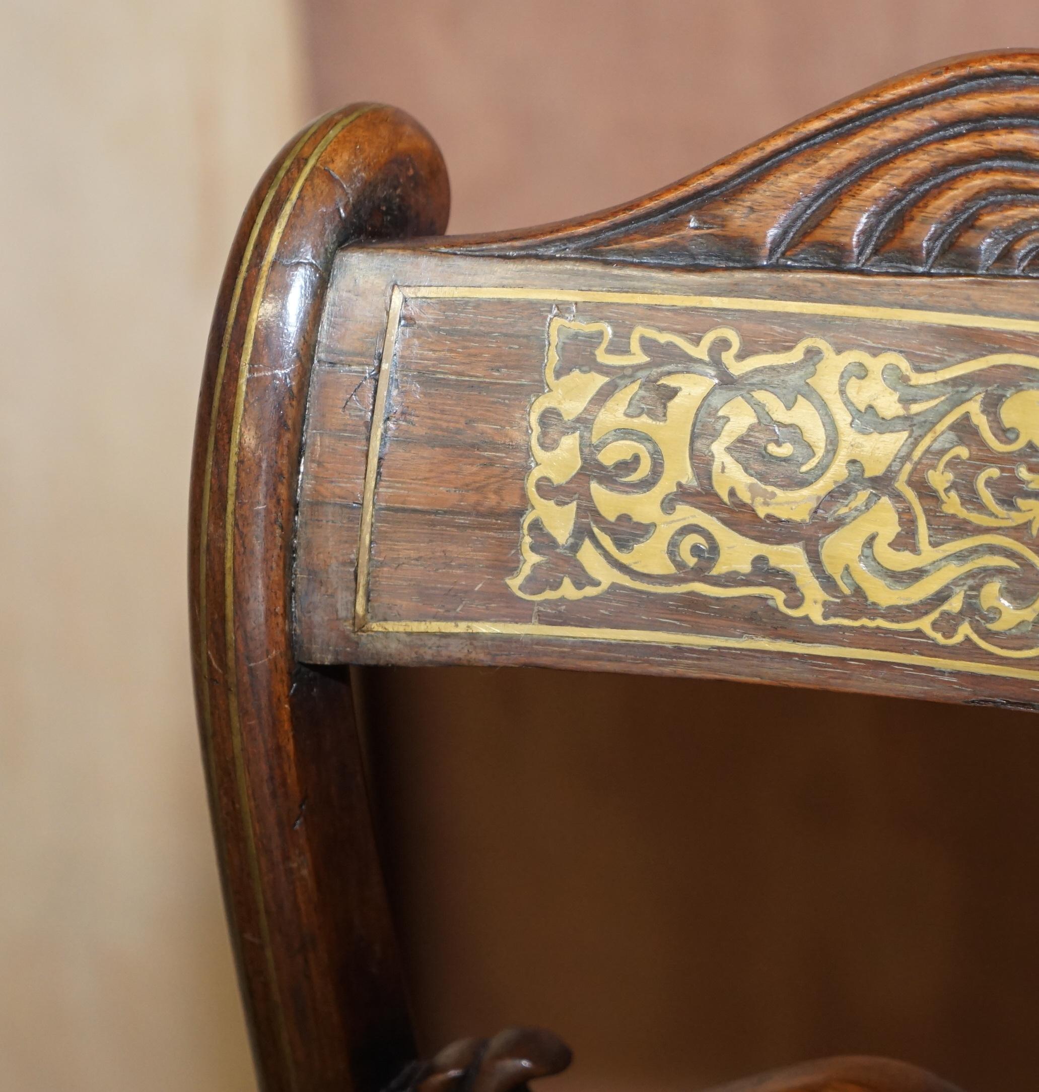 Rotin 12 Importantes chaises de salle à manger de style Régence originales en bois dur et laiton John Gee 1779-1824 en vente