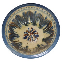 12 Inch Gold, Blue, and Brown Glaze Decorative Bowl