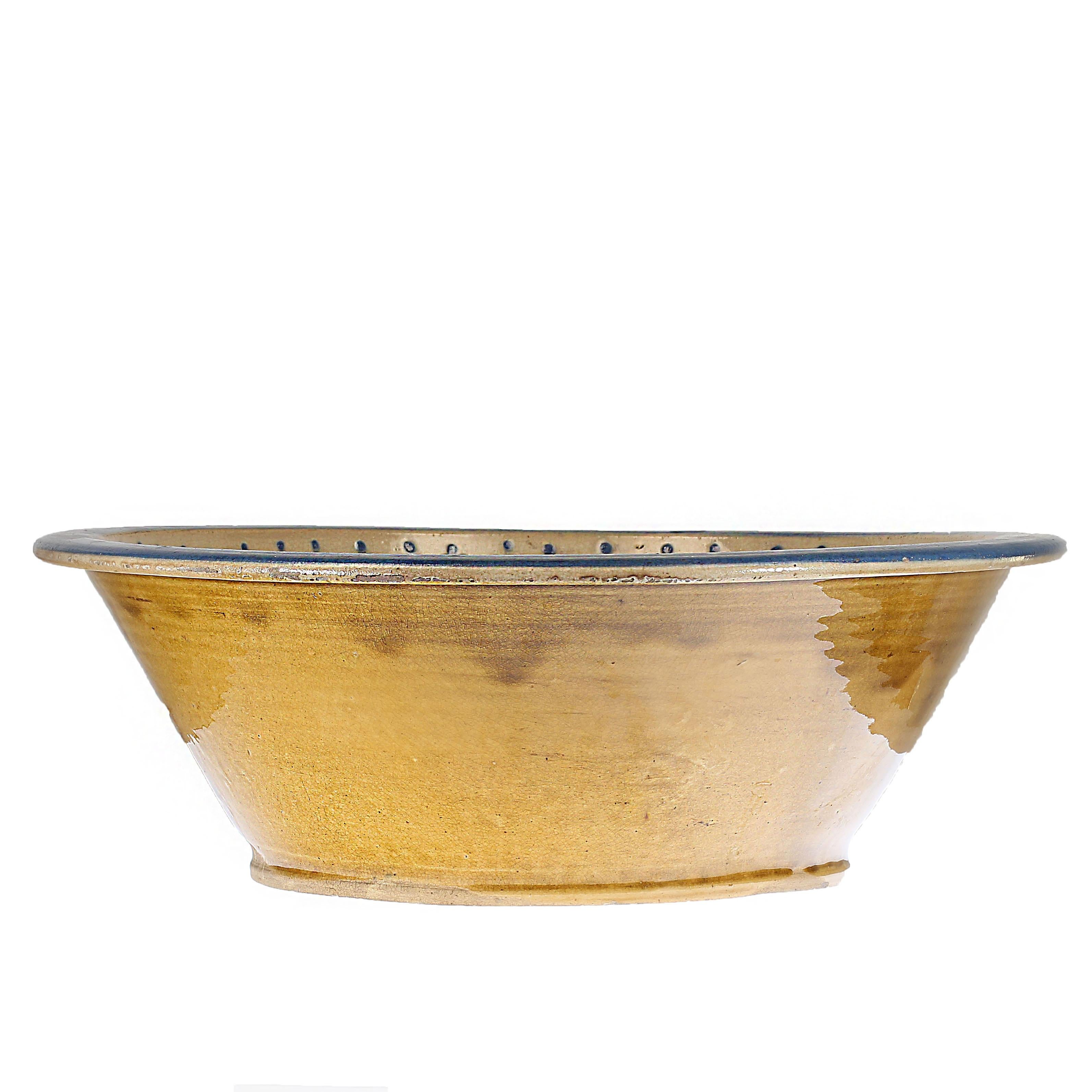 12 Zoll Gold, Blau und Brown Glasur Dekorative Schale (Keramik) im Angebot
