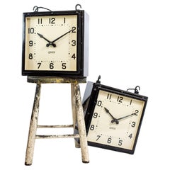 Used Industrial Square Double Sided Gents of Leicester Clock. c.1930