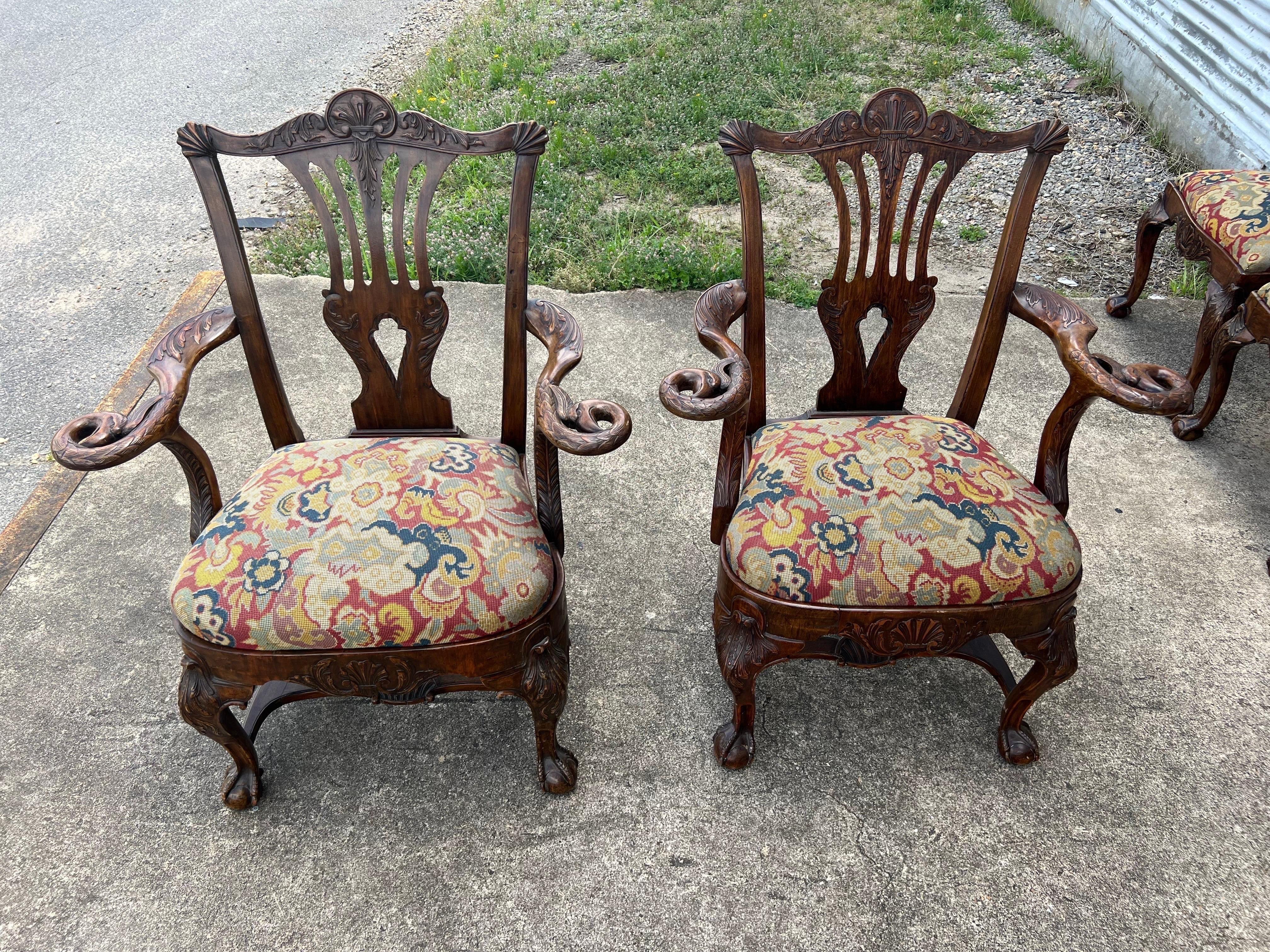 12 Irish 19th Century Georgian Dining Chairs with Labels For Sale 1