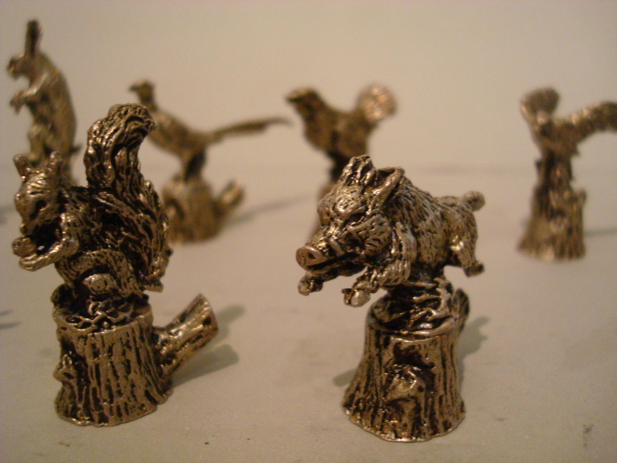 American Classical 12 Italian 800 Silver Animal Place Card Holders