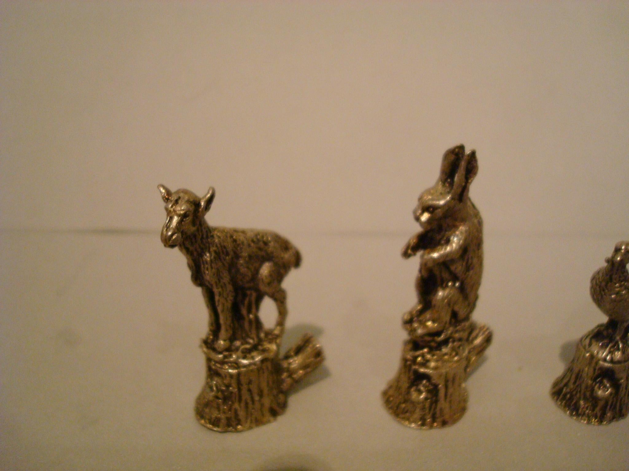 Sterling Silver 12 Italian 800 Silver Animal Place Card Holders