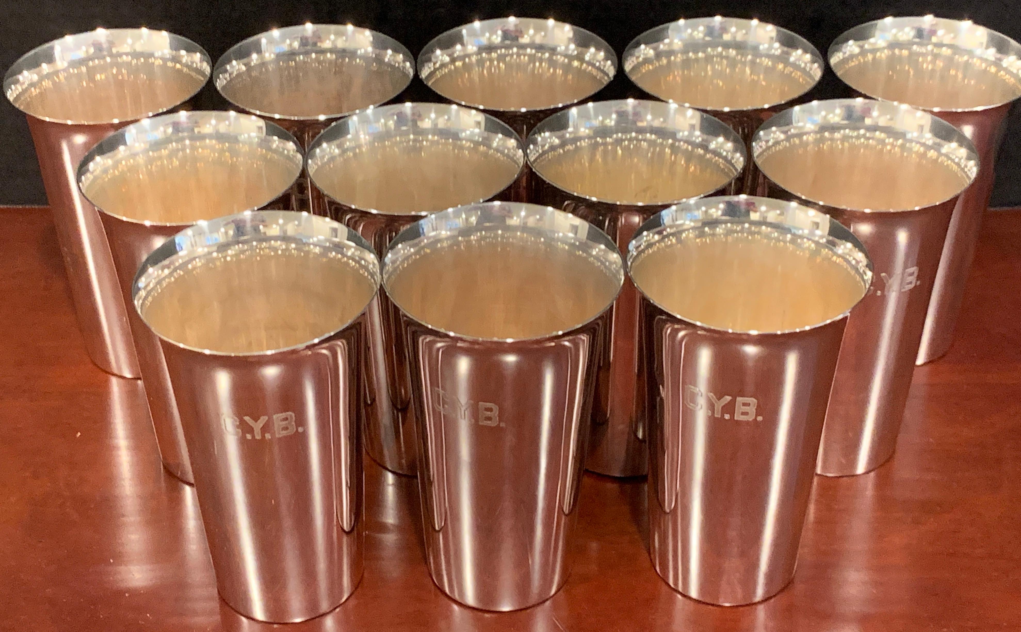 12 Italian Modern .950 Silver Mint Julep Cups 2