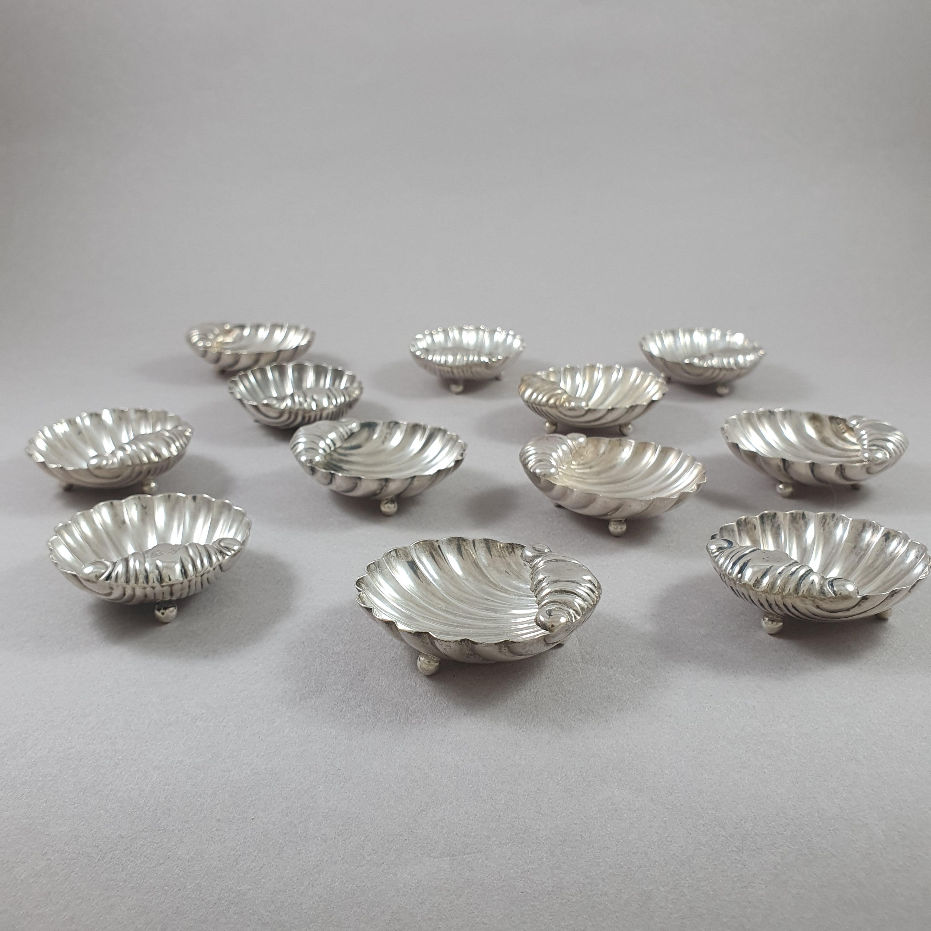 Late 20th Century 12 Italian Sterling Silver Cups Shell