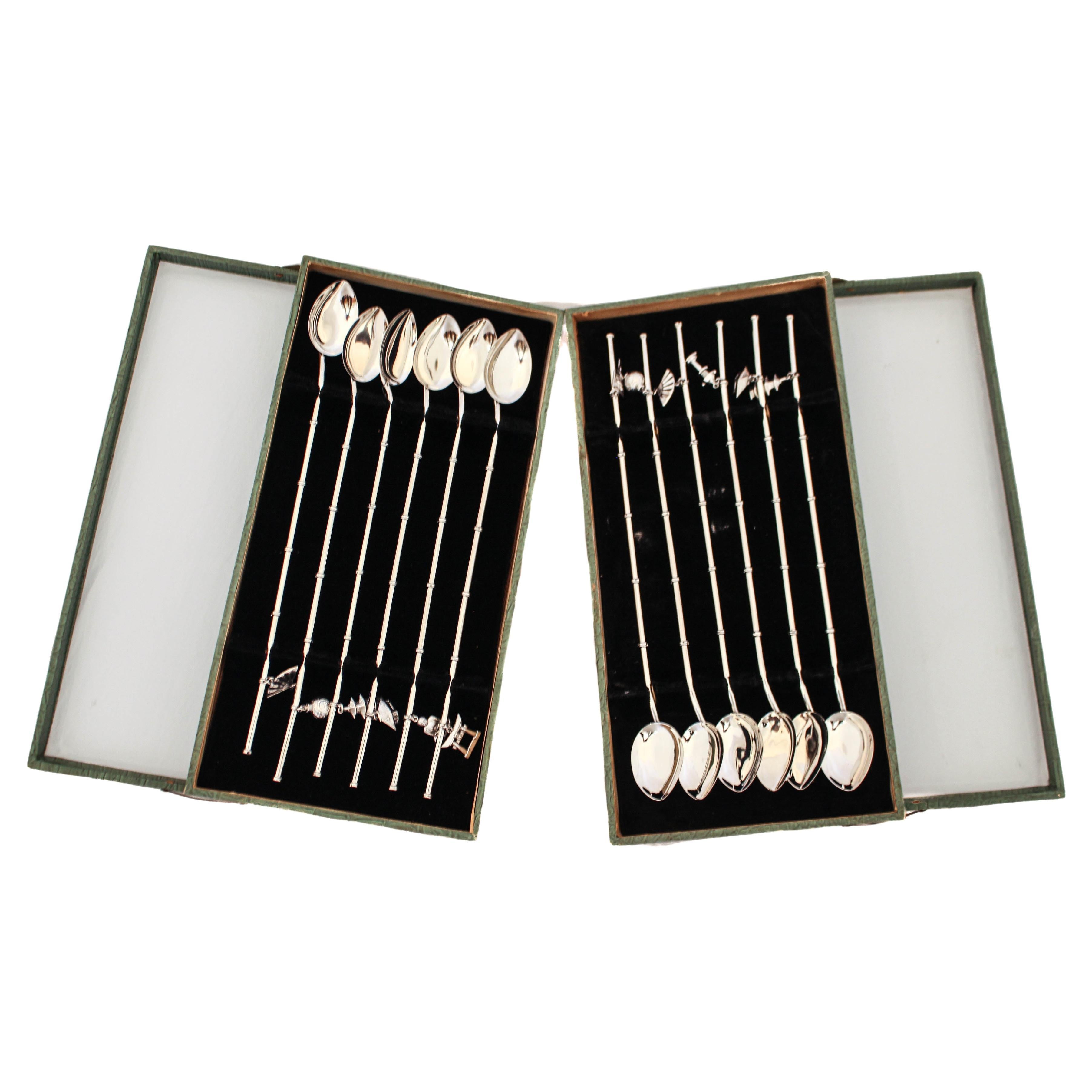 12 Japanese Sterling Ice Tea Spoons For Sale