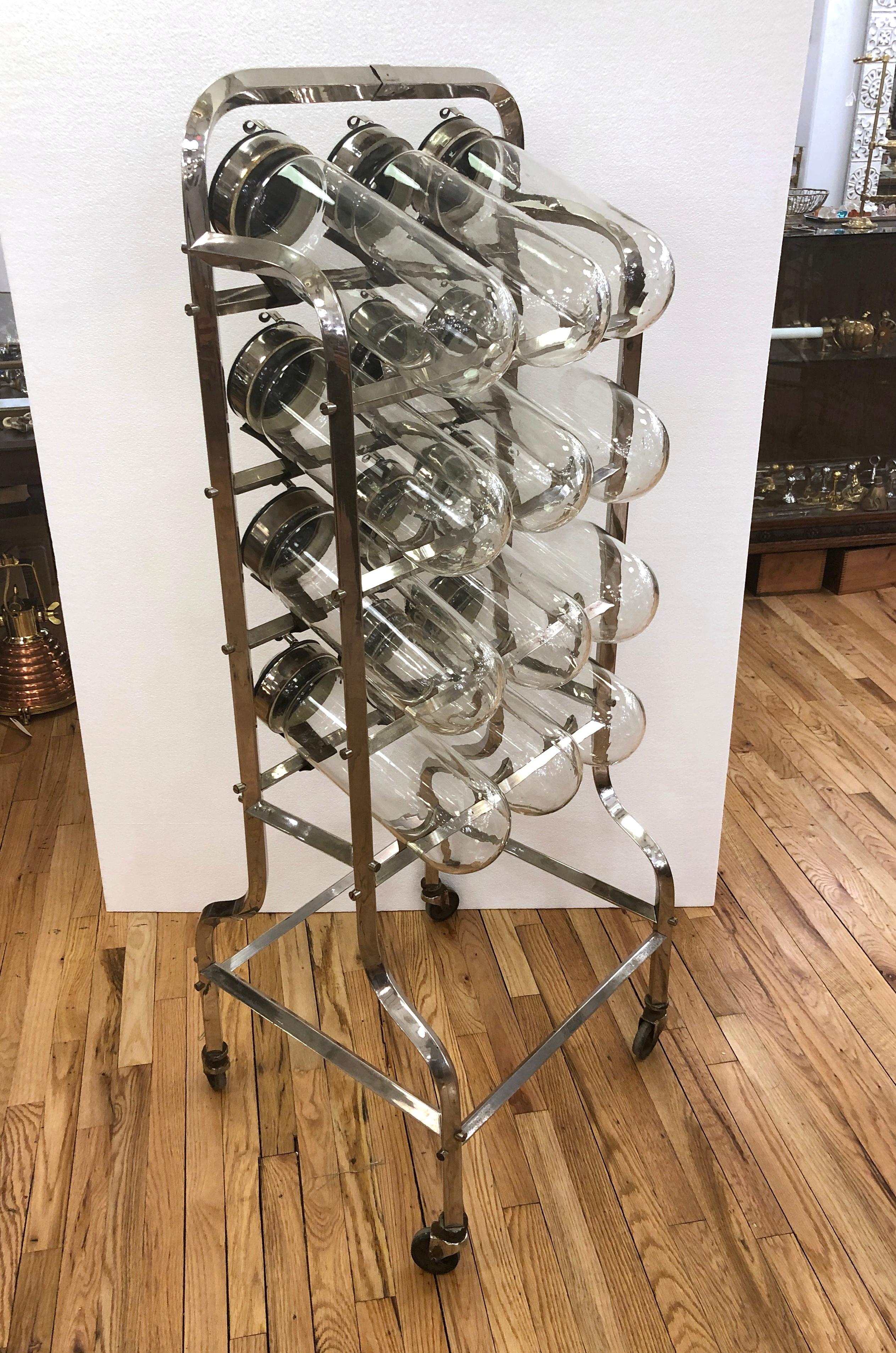 12 Jar Caramelera Candy Store Display Rack, Nickel Plated Stand & Jar Caps 2