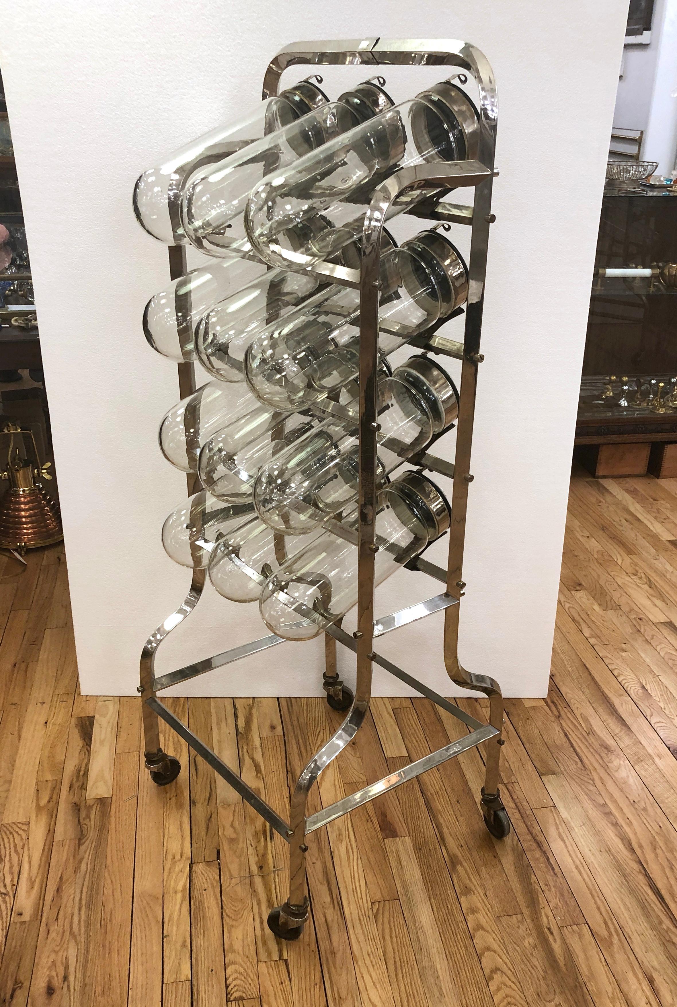 12 Jar Caramelera Candy Store Display Rack, Nickel Plated Stand & Jar Caps 3