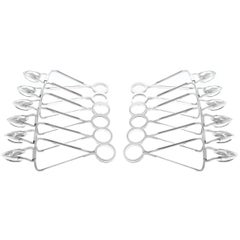 12 Jezler .800 Fineness Silver Escargot Tongs