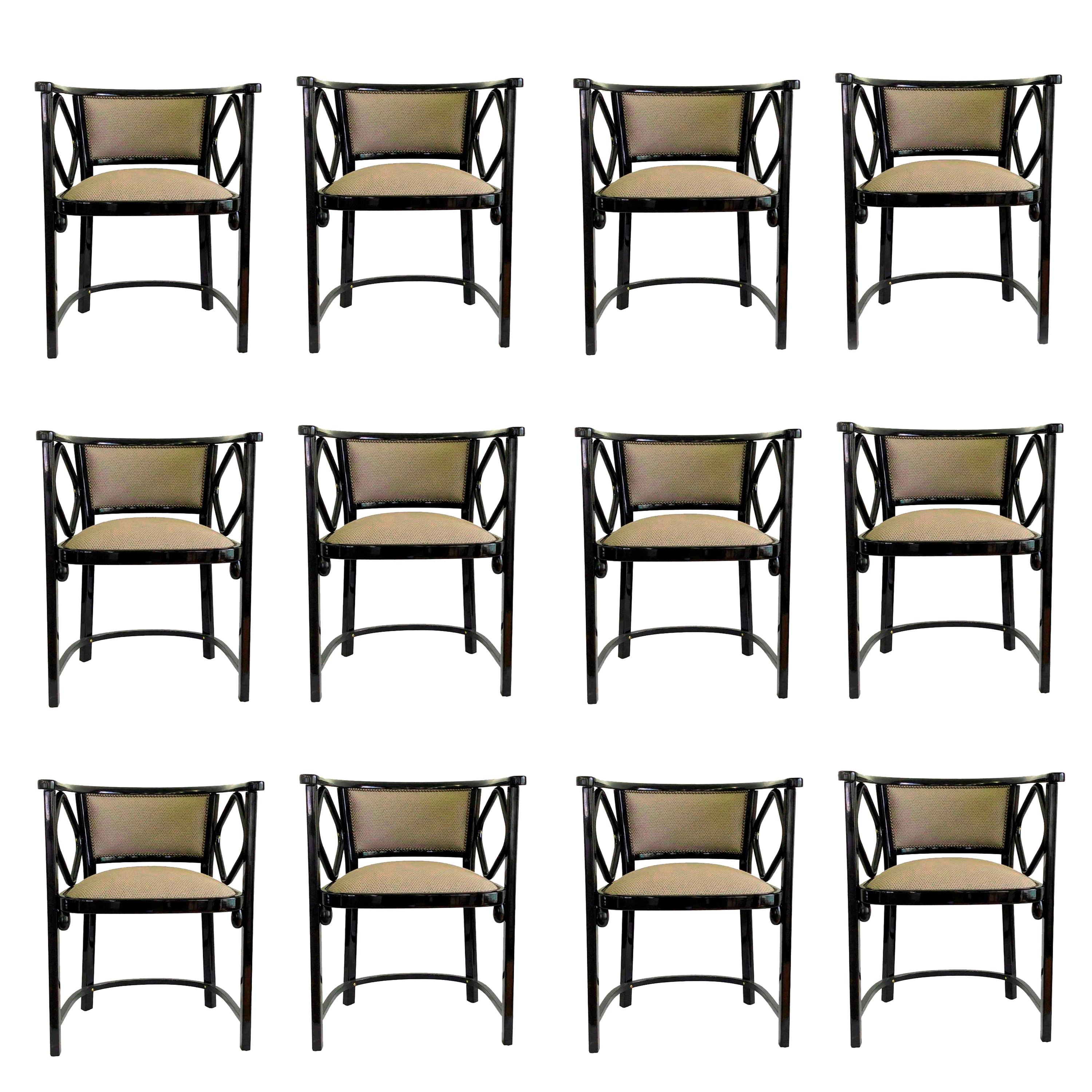 12 Josef Hoffmann Attributed Thonet Bentwood Fledermaus Chairs, Austria, 1930s For Sale