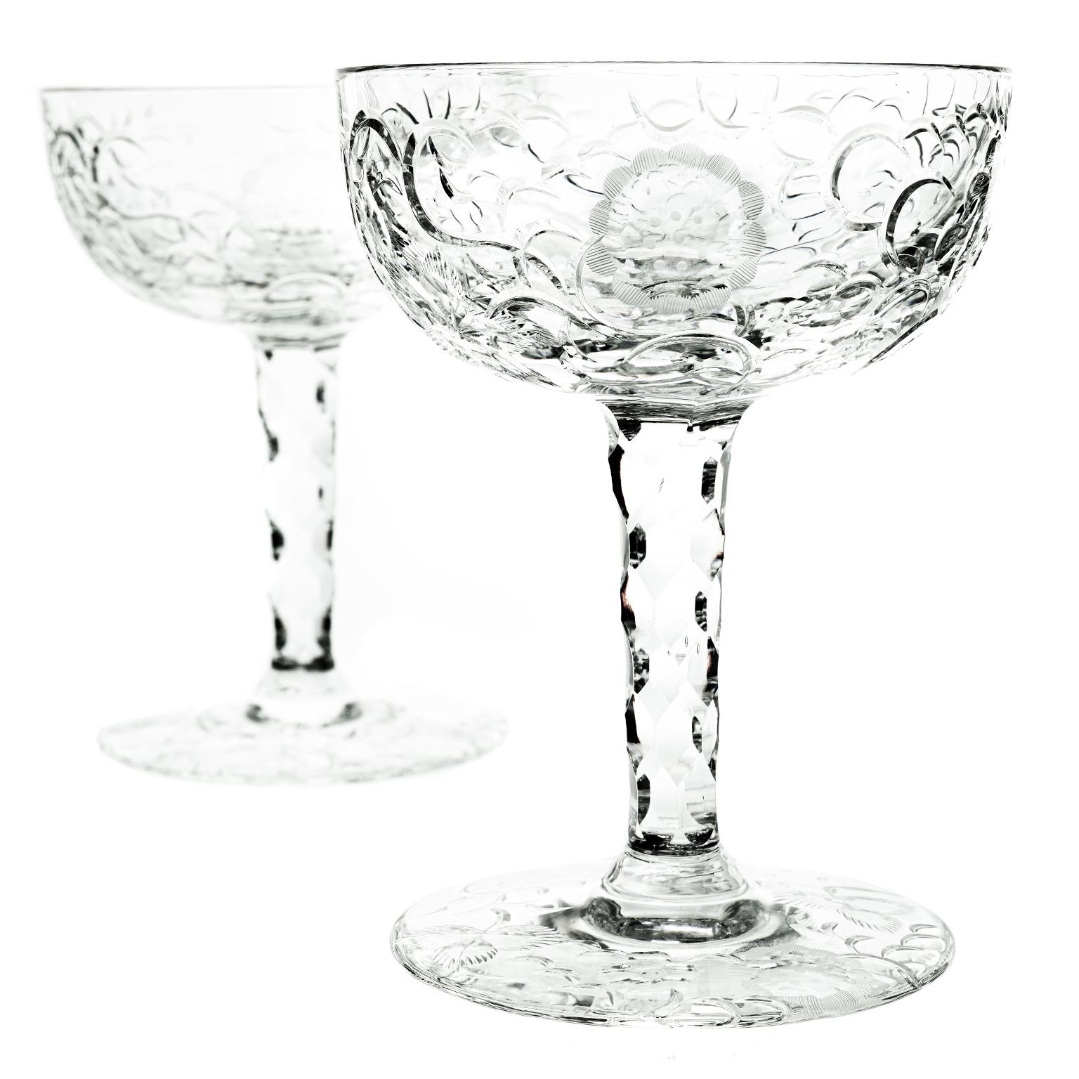 German 12 Justin Tharaud Champagne Goblets For Sale