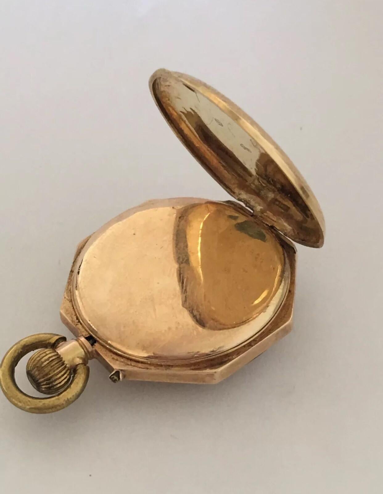 12 Karat Gold Octagonal Shape Full Engraved Case Antique Pocket / Fob Watch In Good Condition For Sale In Carlisle, GB