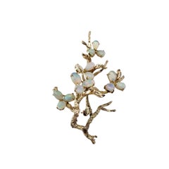 12 Karat Yellow Gold and Opal Floral Brooch #22420