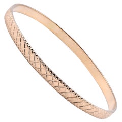 12 Karat Yellow Gold Engraved Bangle Bracelet