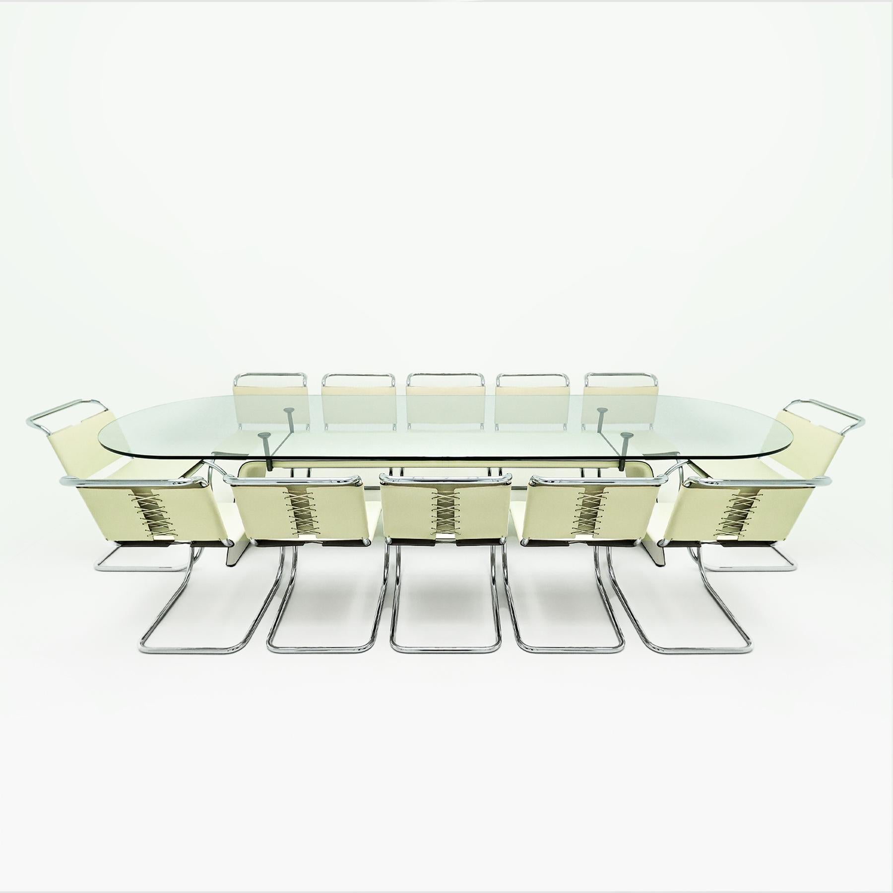 Italian 12 Knoll, Mies van der Rohe MR10 chairs matched to a Matteo Grassi dining table