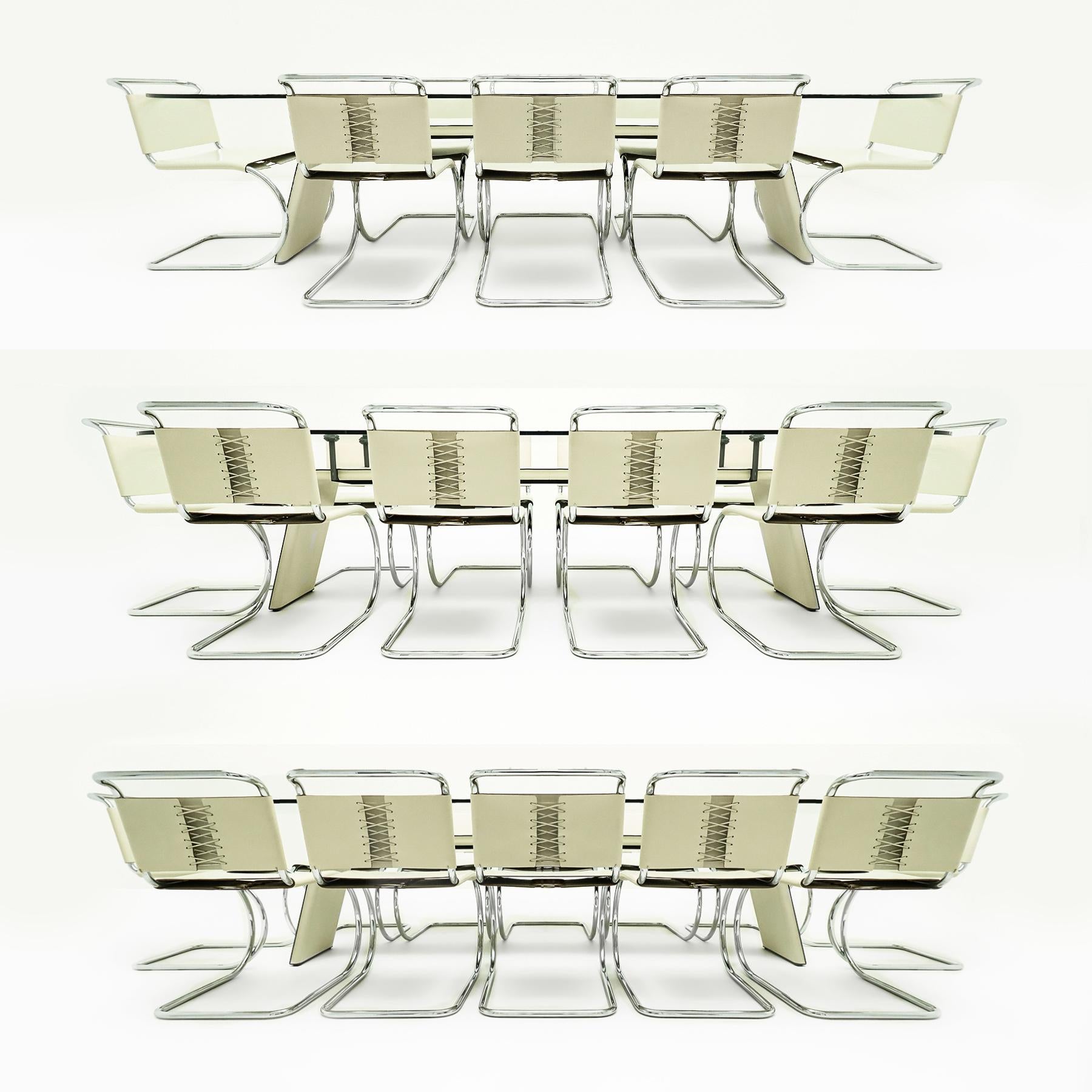 12 Knoll, Mies van der Rohe MR10 chairs matched to a Matteo Grassi dining table 1