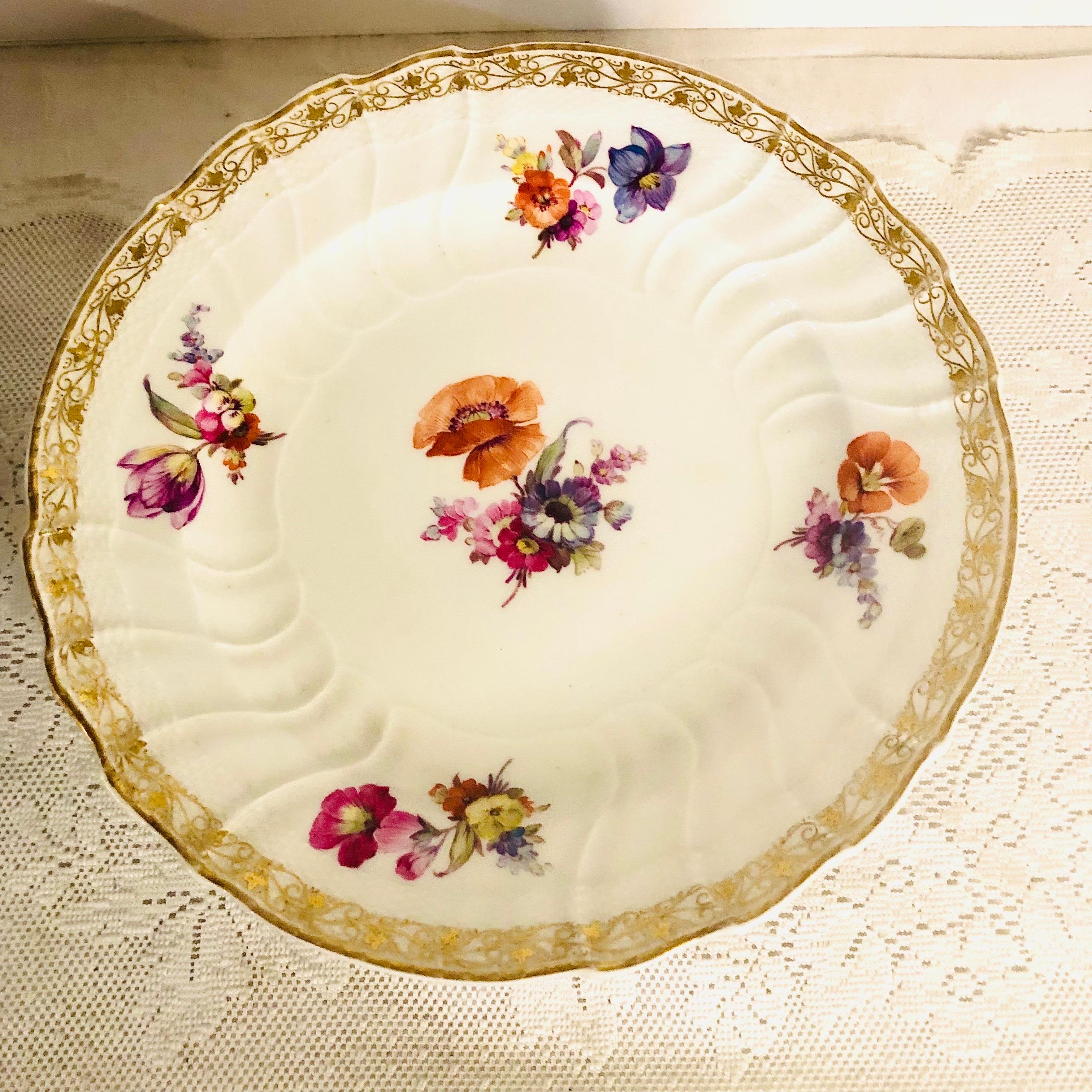 12 KPM Dinner Plates, Each Hand-Painted with a Different Central Flower Bouquet For Sale 4