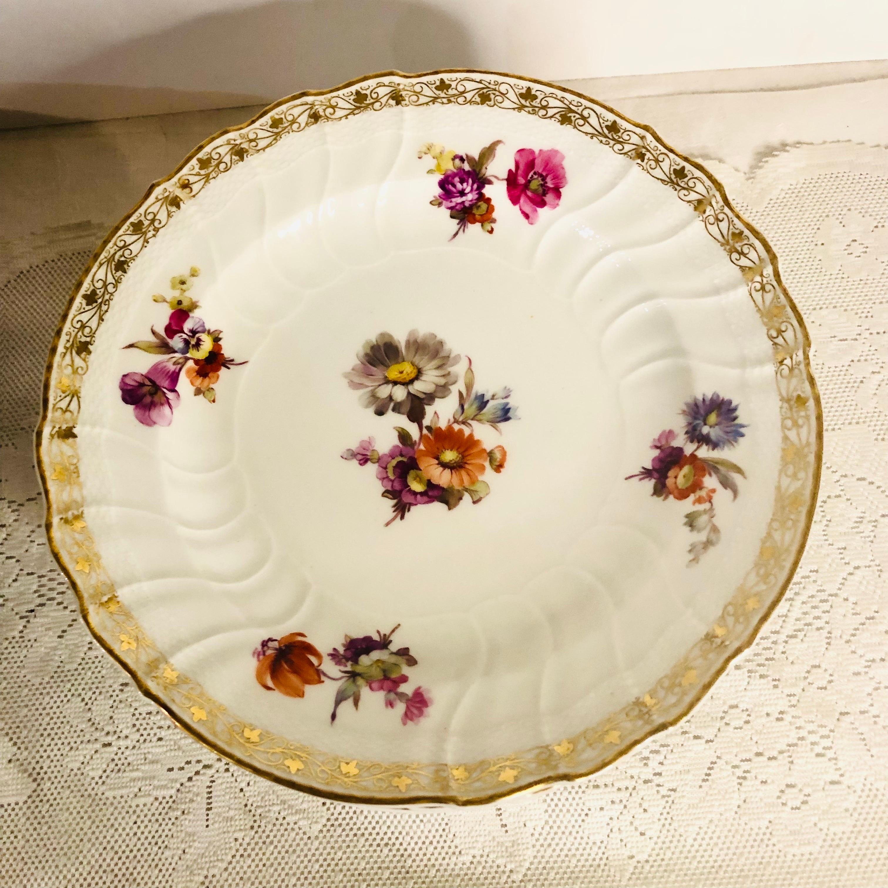 12 KPM Dinner Plates, Each Hand-Painted with a Different Central Flower Bouquet For Sale 6