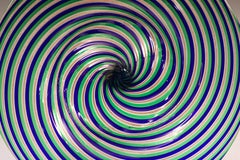 12" Large Murano A Canne Ritorte Glass Vintage Italian Swirl Bowl Gold Flakes