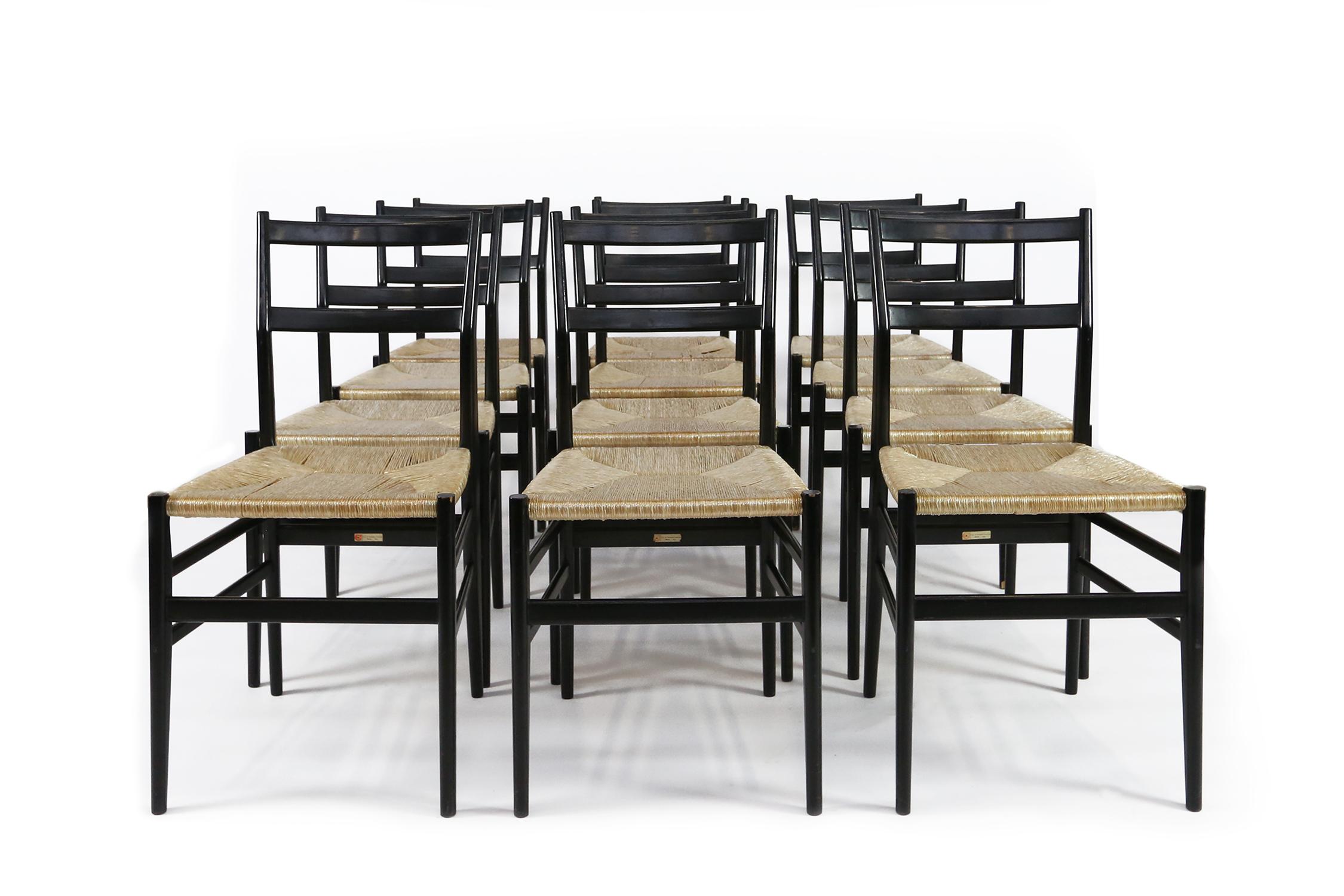 Mid-Century Modern 12 Leggera Chairs by Gio Ponti by Cassina, Milano, 1960s For Sale