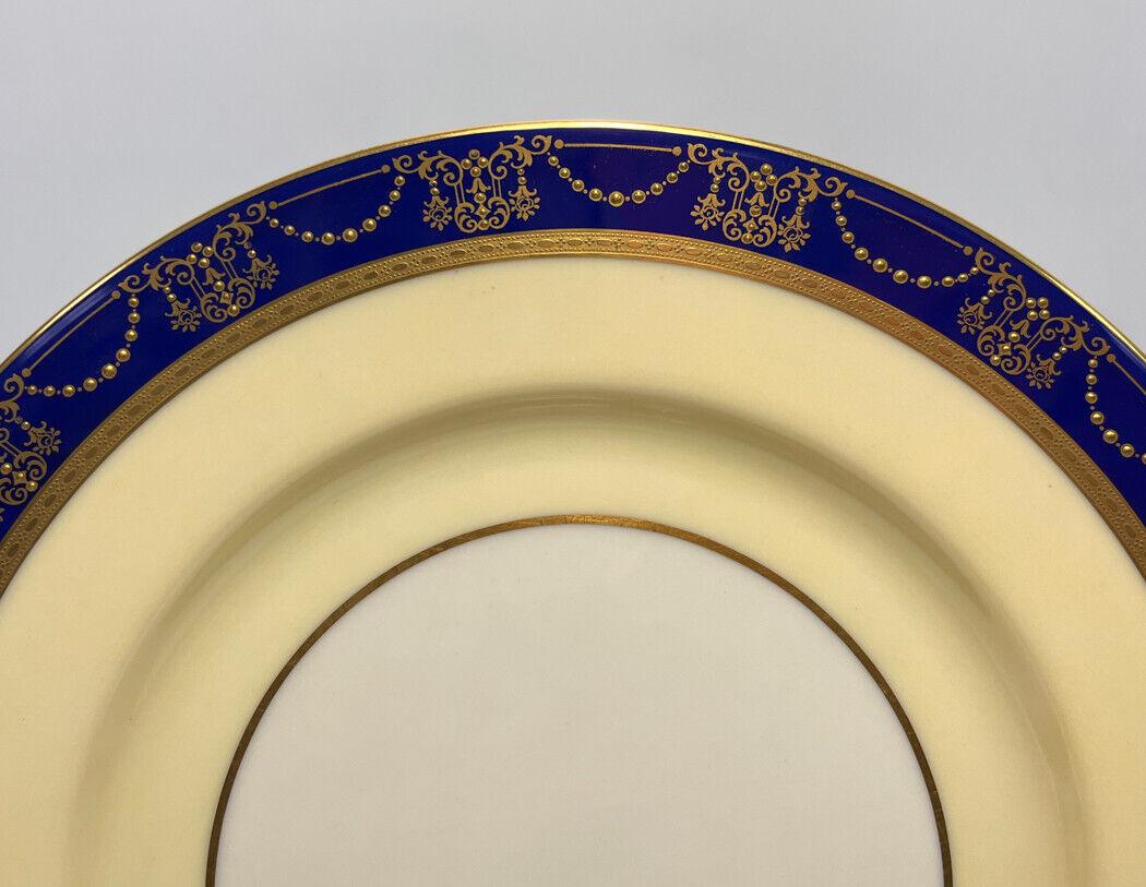  12 Lenox Porzellanteller, um 1920, kobaltblau und vergoldet (Vergoldet) im Angebot