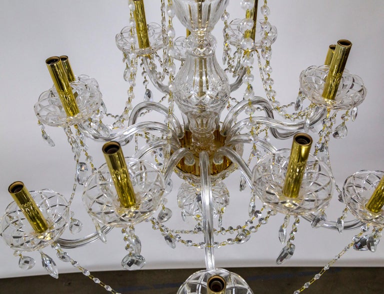 12Light 2Tier Bohemian Glass Chandelier w/ Gold Tone Candle Covers