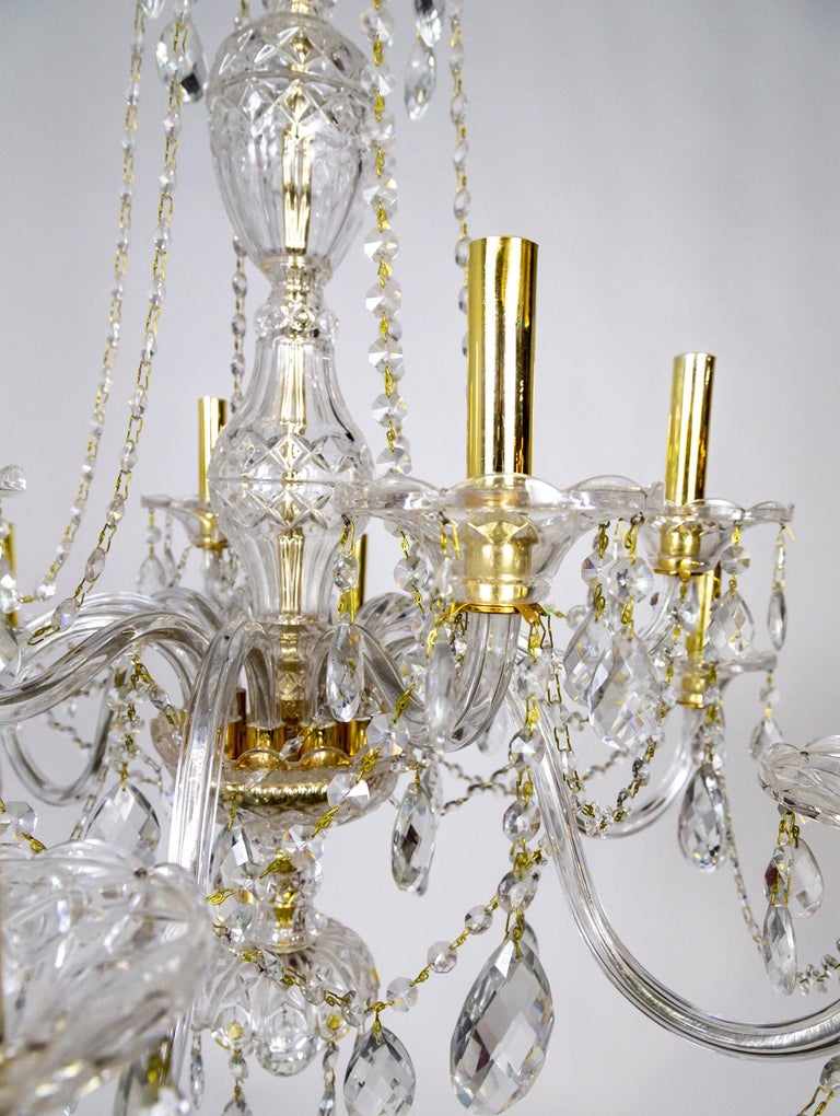 12Light 2Tier Bohemian Glass Chandelier w/ Gold Tone Candle Covers