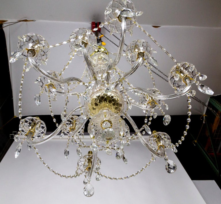 12Light 2Tier Bohemian Glass Chandelier w/ Gold Tone Candle Covers