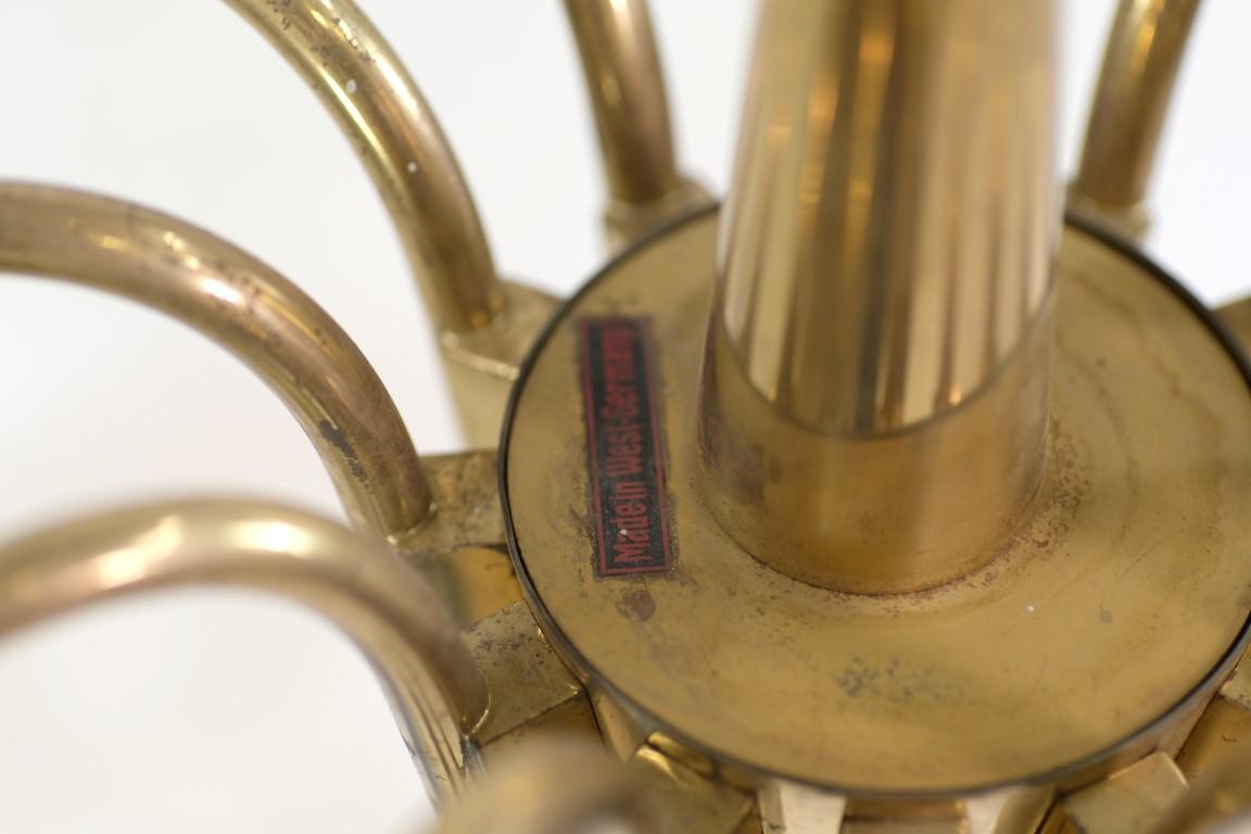 12 Light Brass German Chandelier Italian Shades Hand Blown 5