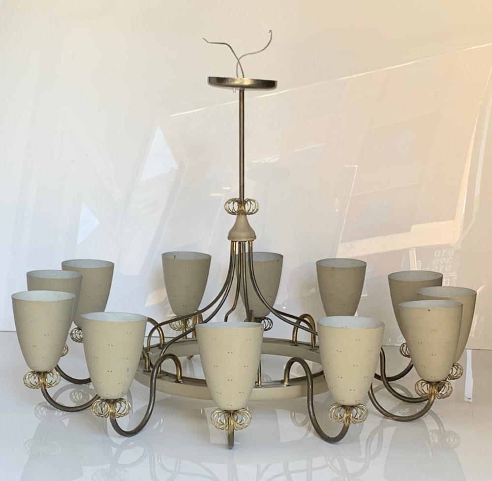 Mid-Century Modern 12 Light Chandelier by Paavo Tynell for Lightolier