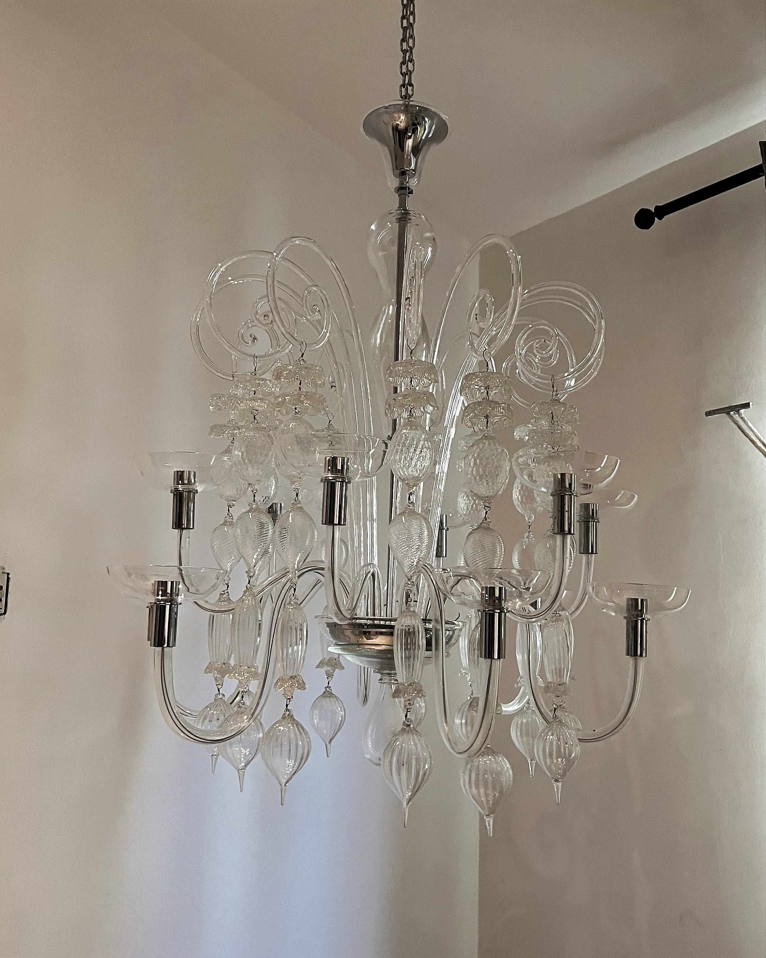 12 Light Chandelier Designed by Carlo Scarpa for Venini, Signed Venini 2009/16 For Sale 8