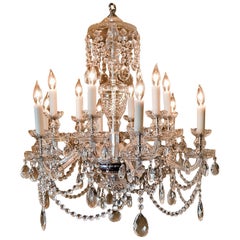 12-Light Georgian Crystal Chandelier, Bohemia, circa 1950