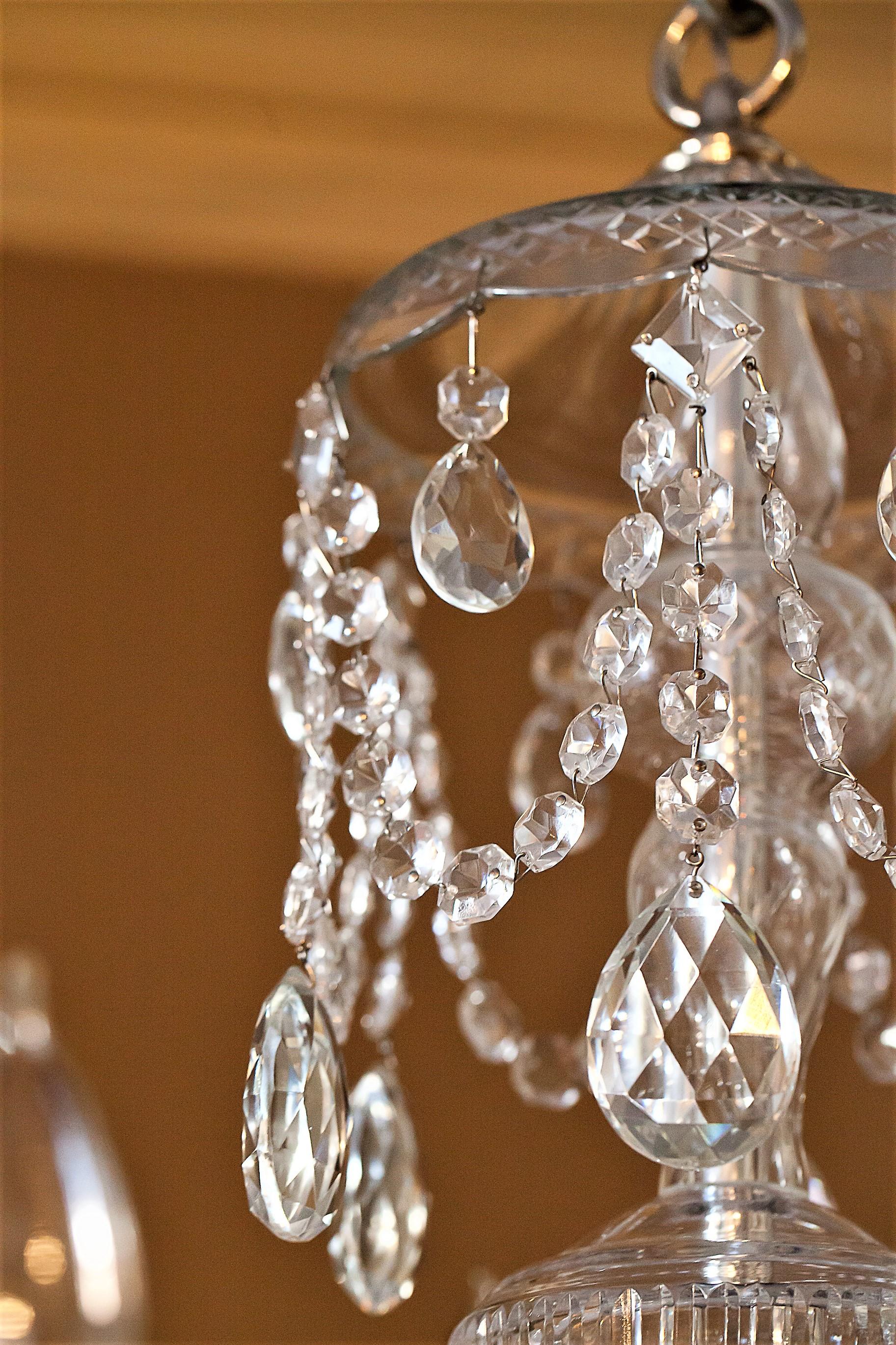 12-Light Georgian Crystal Chandelier, Bohemia, circa 1950 For Sale 4