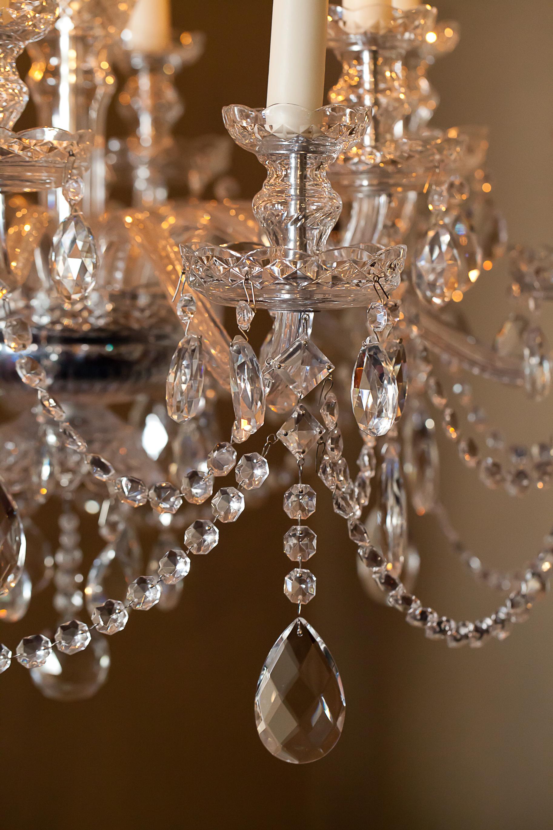 12-Light Georgian Crystal Chandelier, Bohemia, circa 1950 For Sale 5