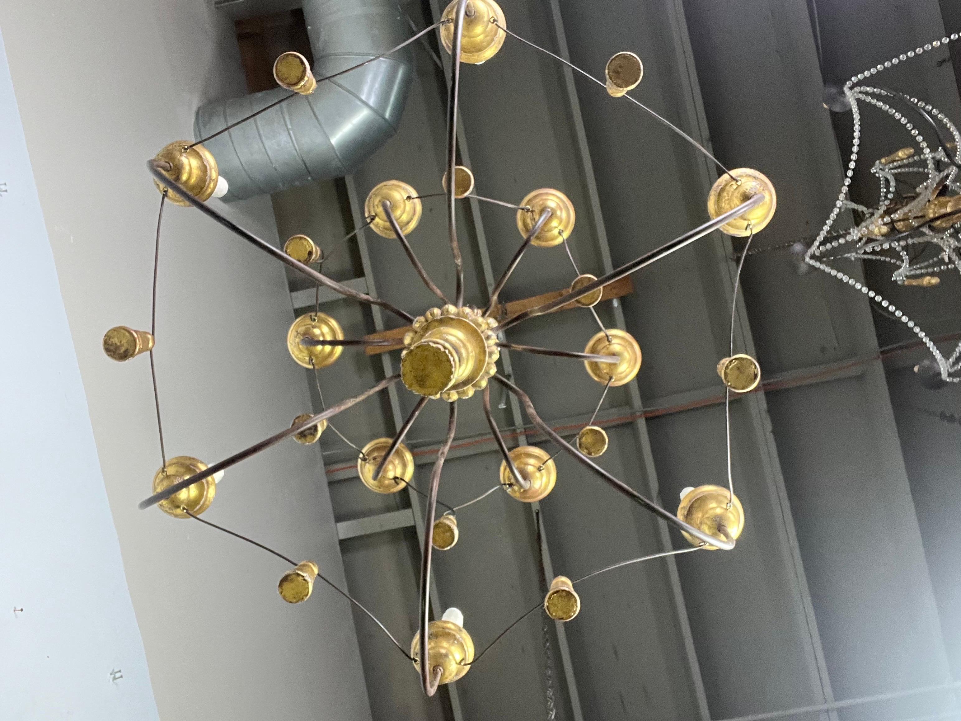 12 Light Giltwood and Iron Chandelier by Paul Ferrante-20th Century 5
