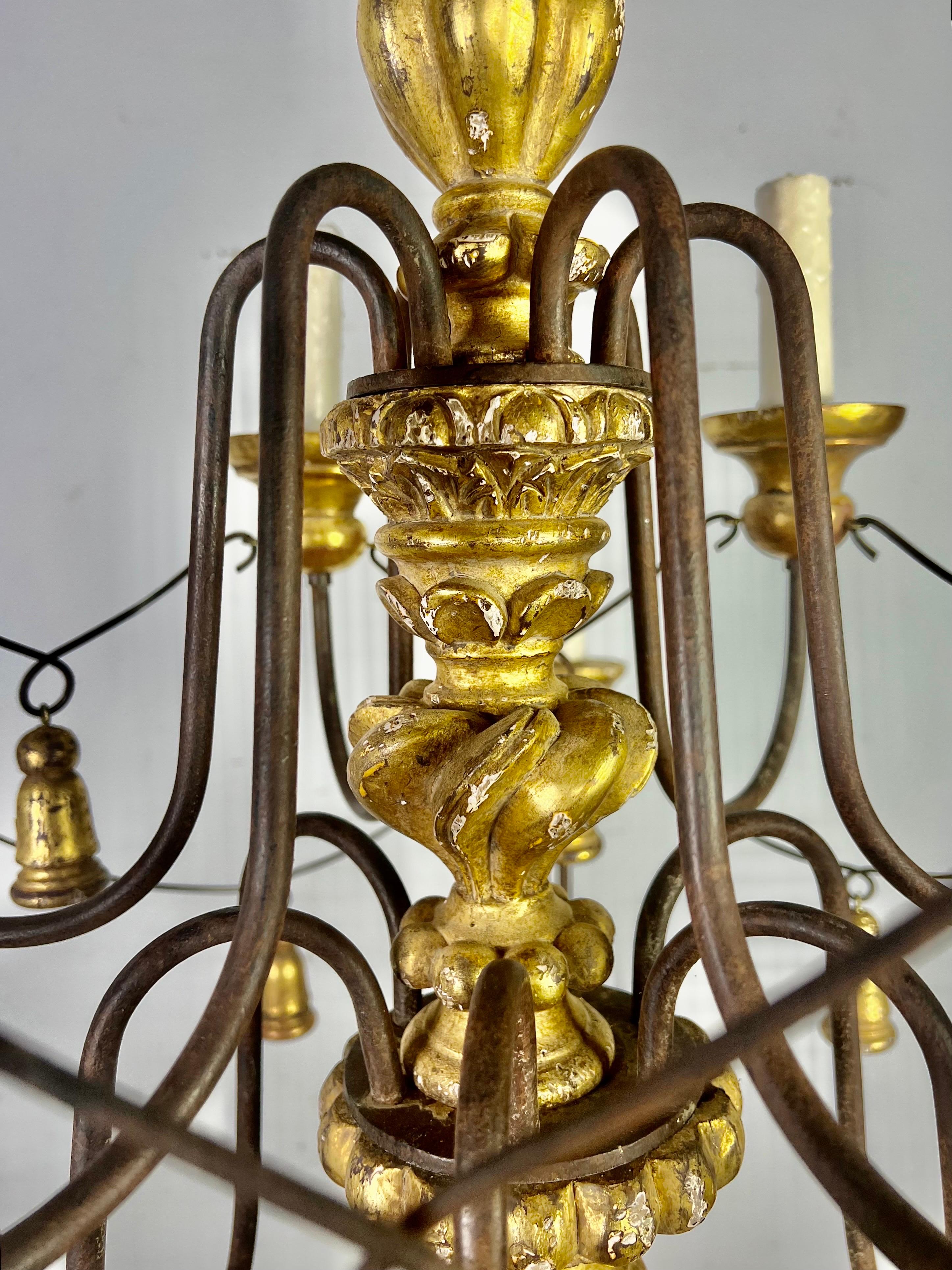 12 Light Giltwood and Iron Chandelier by Paul Ferrante-20th Century 1
