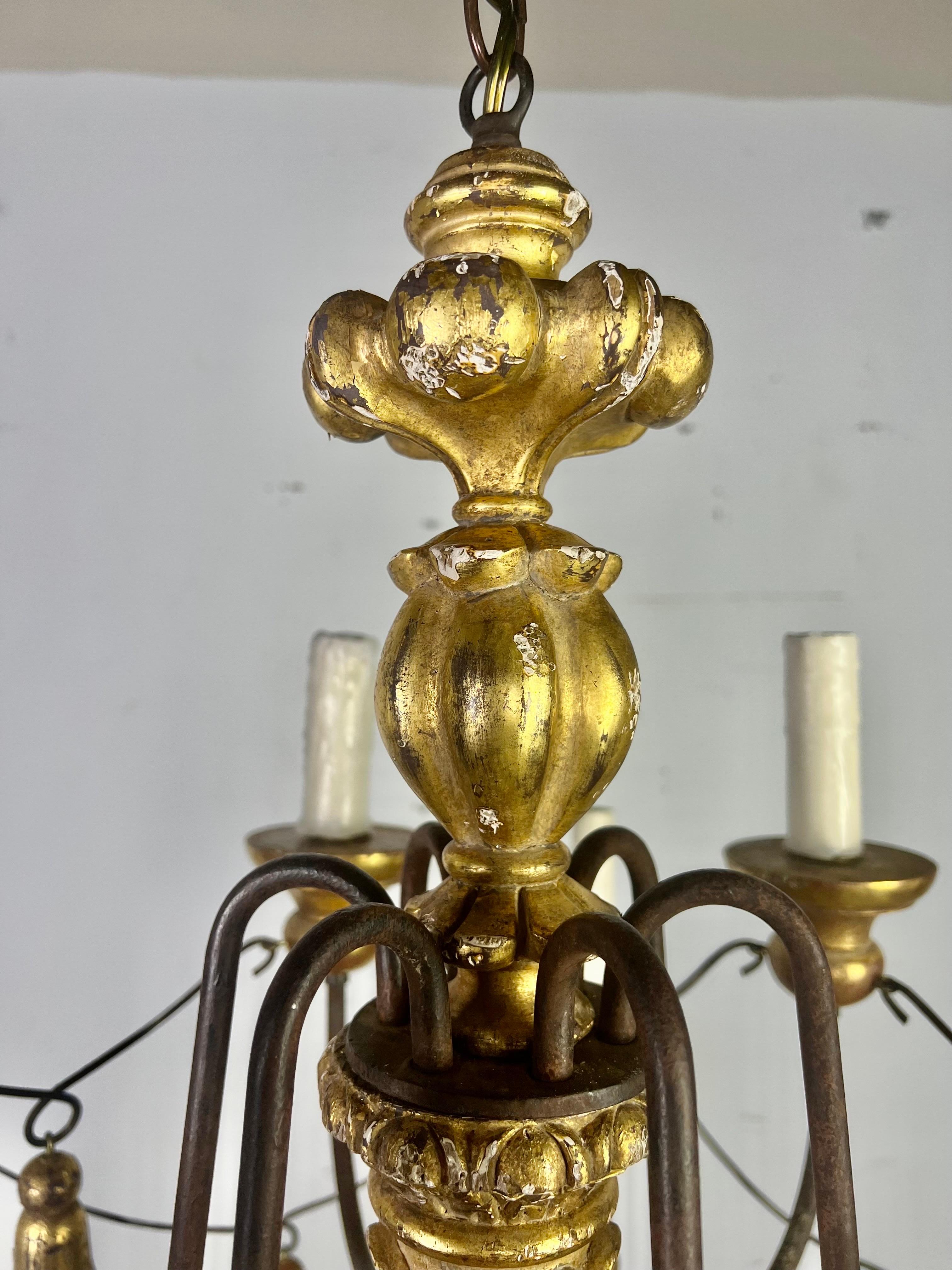 12 Light Giltwood and Iron Chandelier by Paul Ferrante-20th Century 2