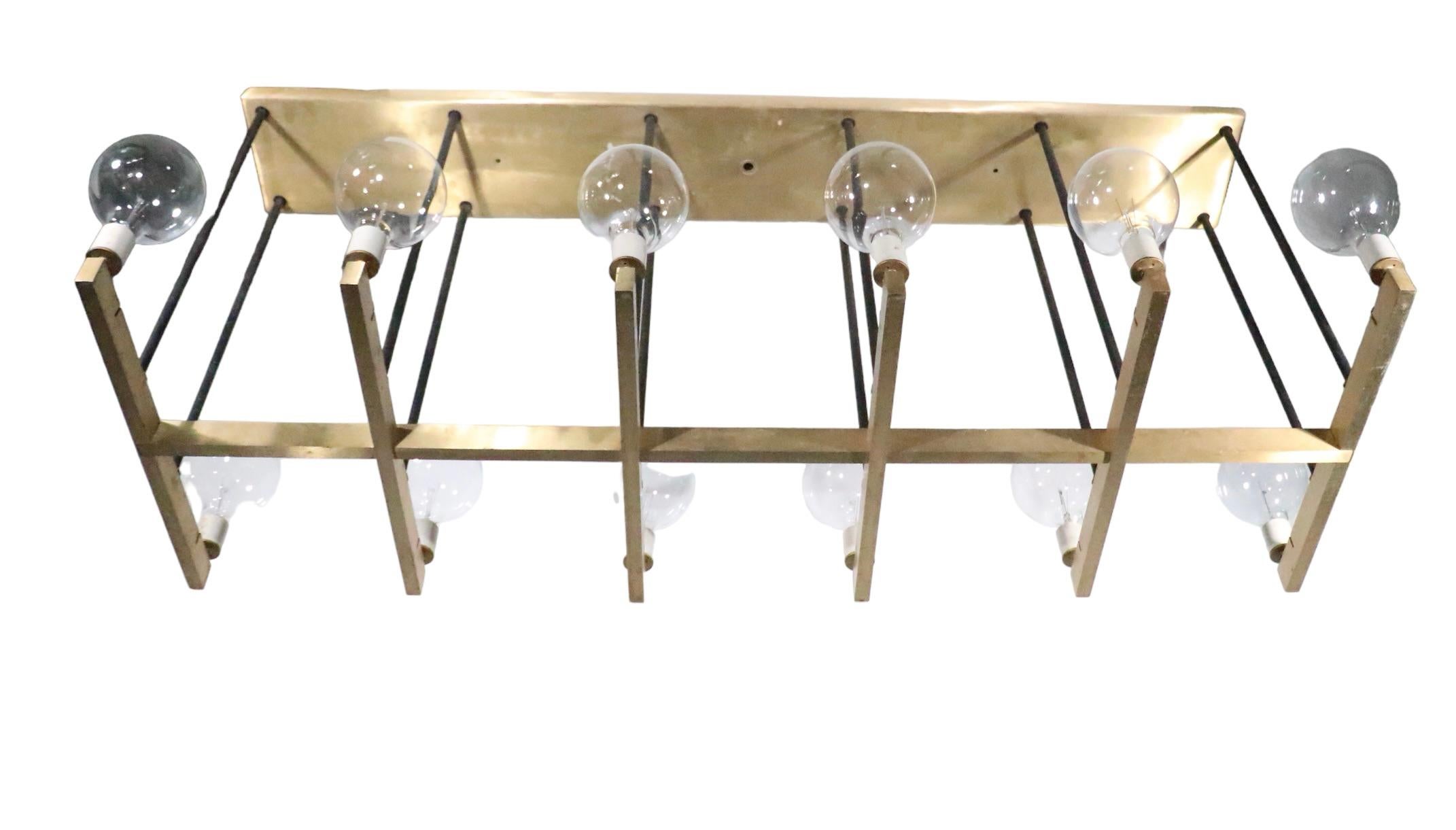 American 12 Light Mid Century Architectural Scale Chandelier Fixture C 1950/1970s For Sale