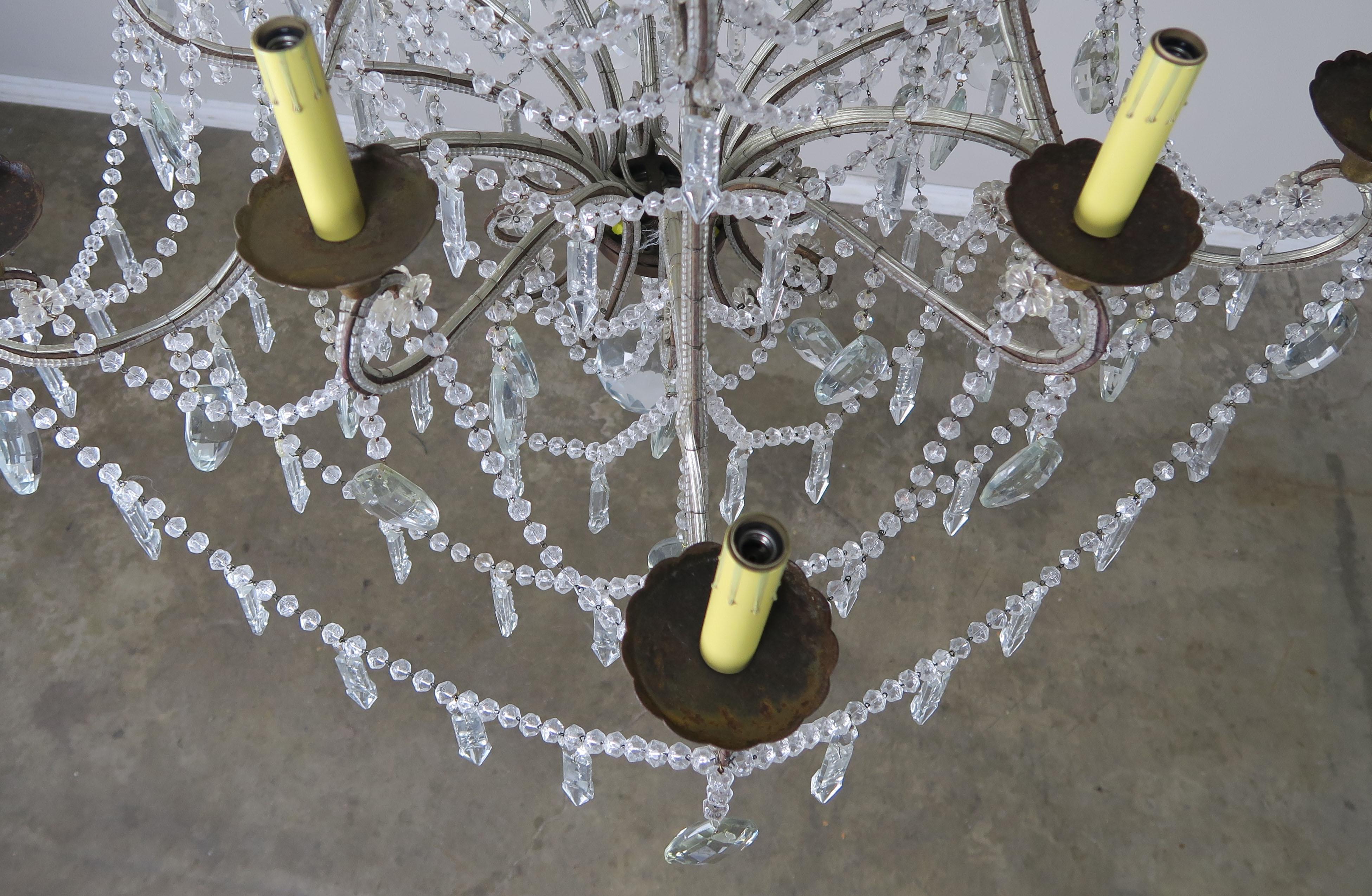 '12' Light Monumental Italian Crystal Beaded Chandelier For Sale 4