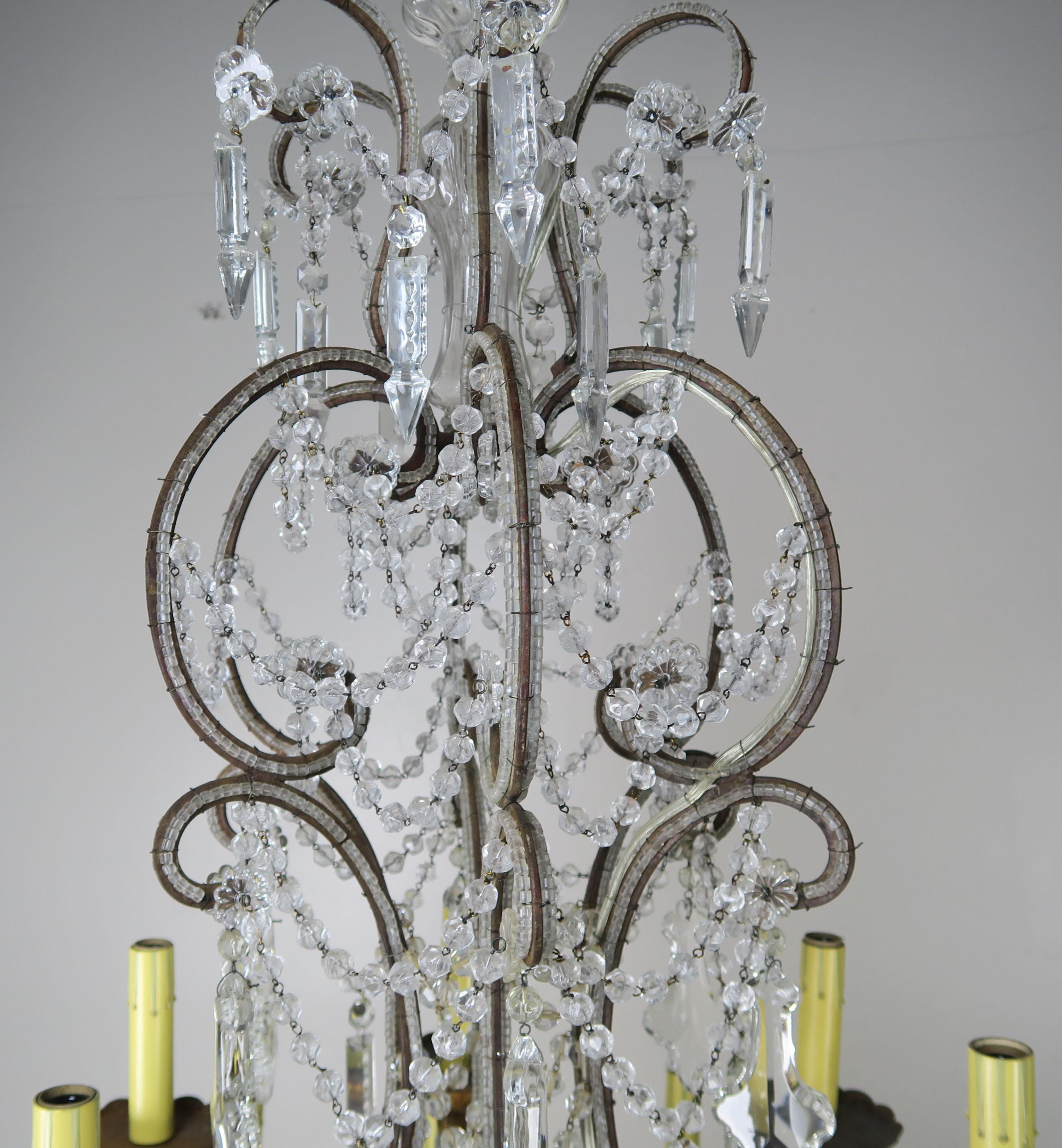 '12' Light Monumental Italian Crystal Beaded Chandelier For Sale 5