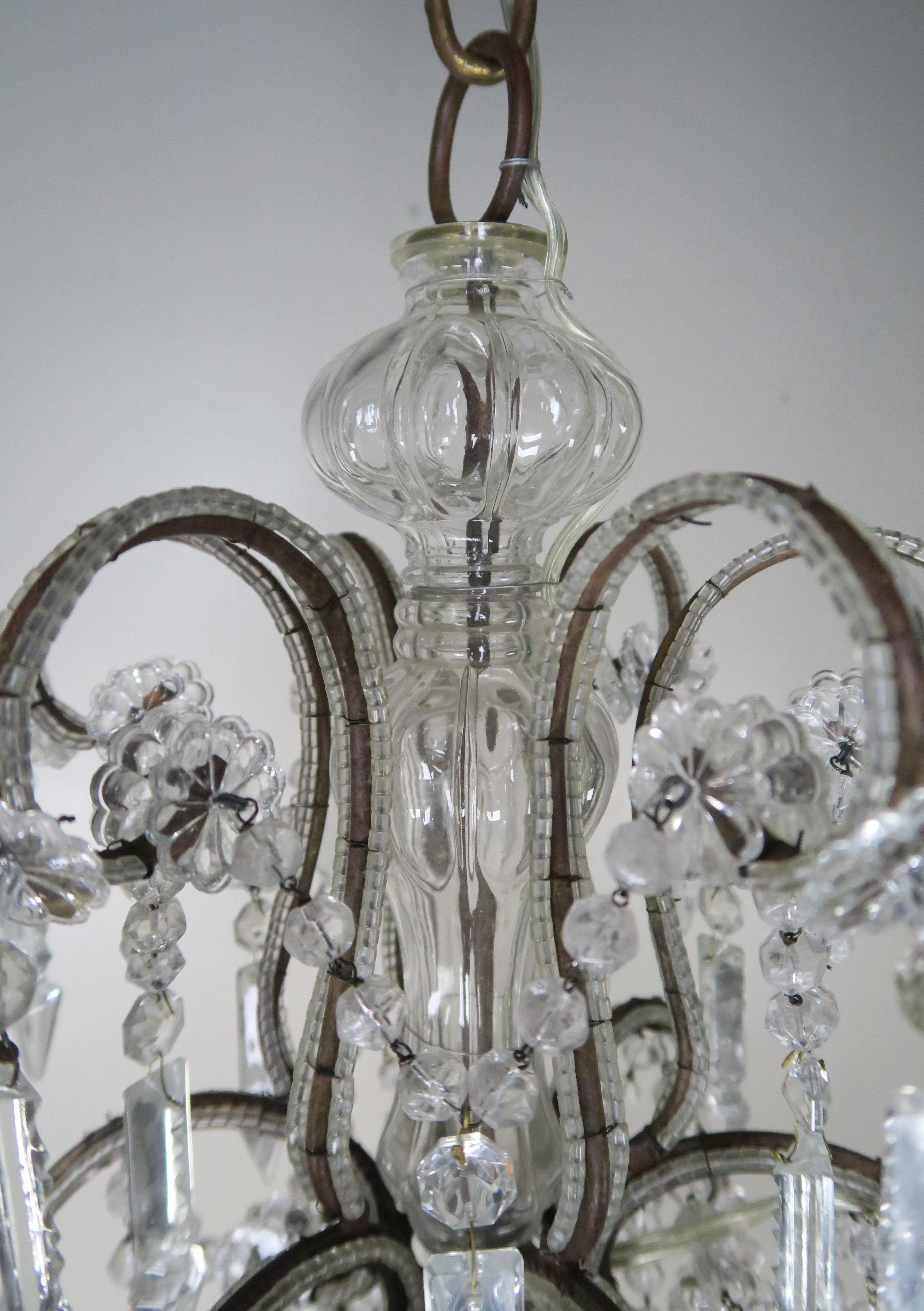 Lustre monumental italien en perles de cristal « 12 » lumières en vente 2