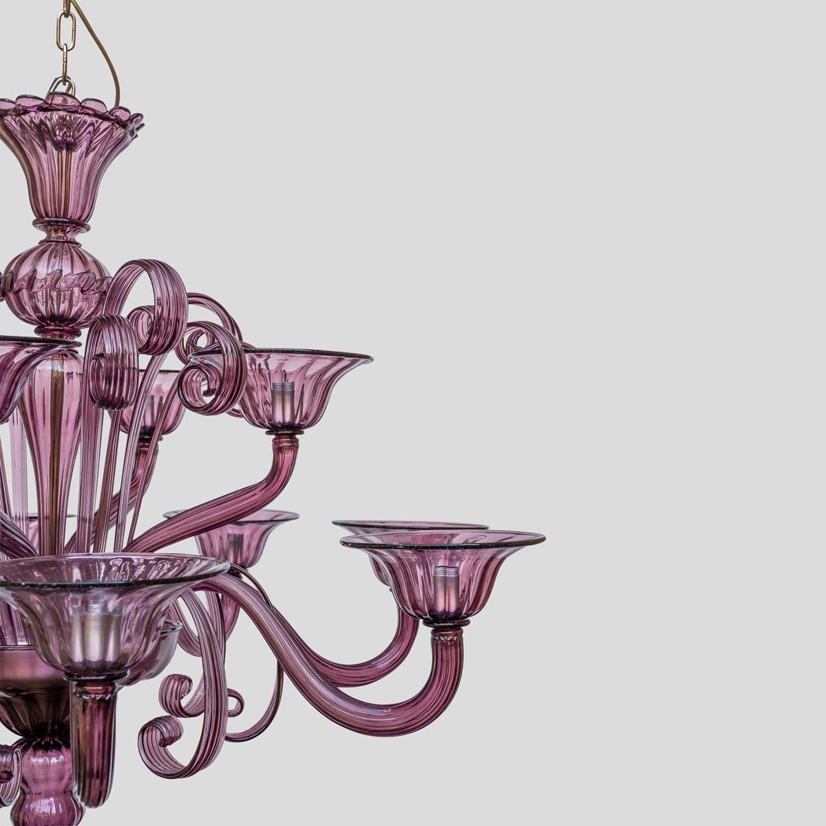 12 Light Purple colour Classic Venetian Chandelier by Cenedese Italy For Sale 2