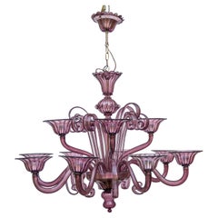 12 Light Purple colour Classic Venetian Chandelier by Cenedese Italy 12 Light Purple colour Classic Venetian Chandelier by Cenedese Italy