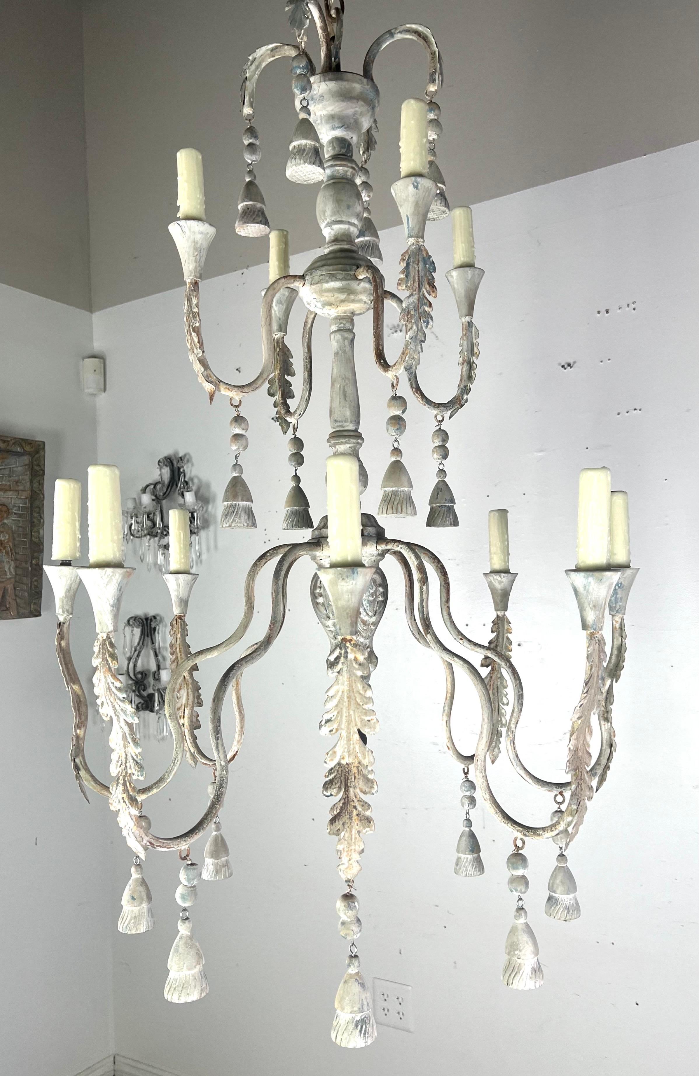 Rococo Descanso 12-Light Tuscan Style Two-Tier Chandelier by Miamar Home For Sale