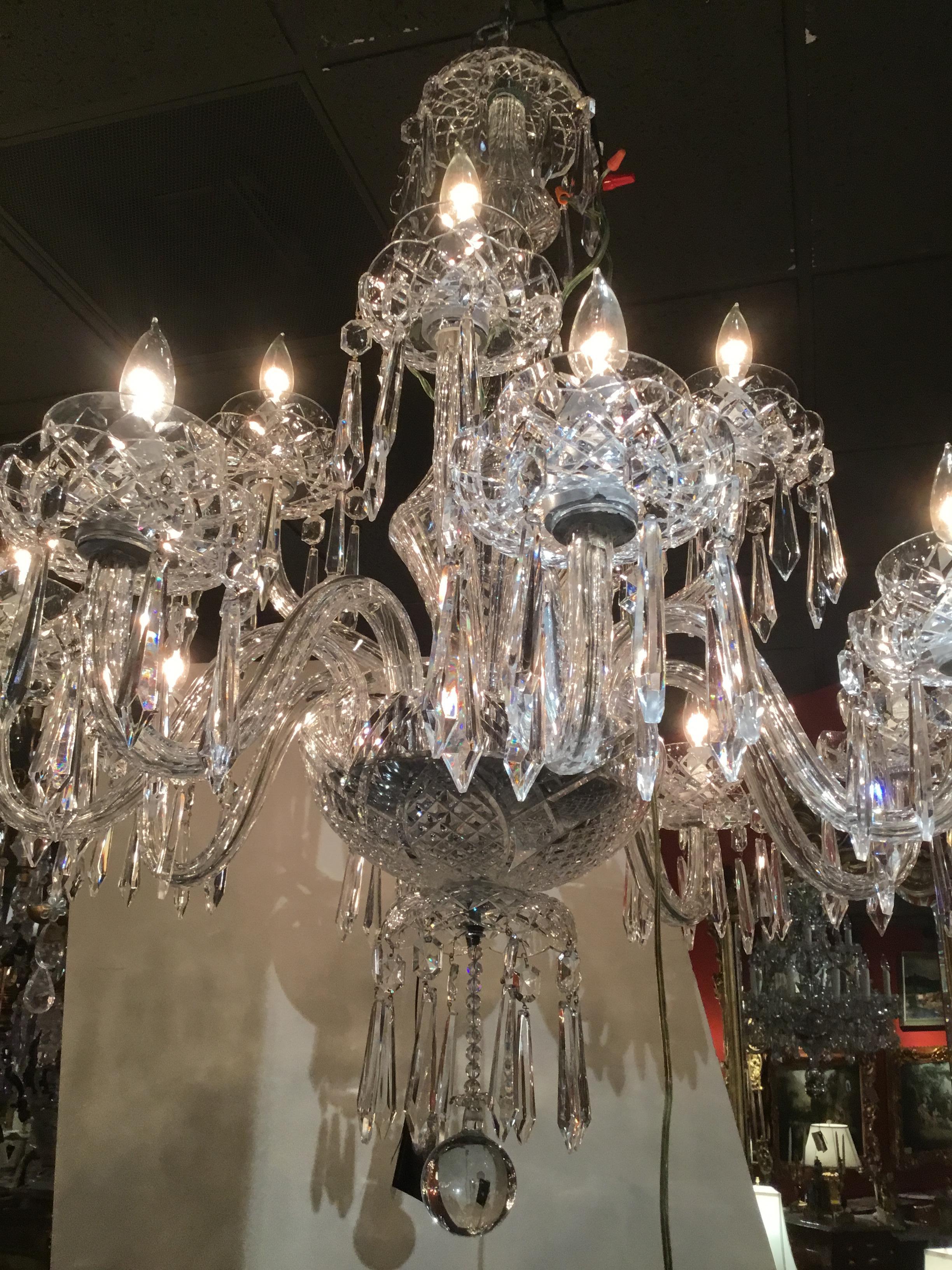 12-Light Waterford Crystal Chandelier In Good Condition In Houston, TX
