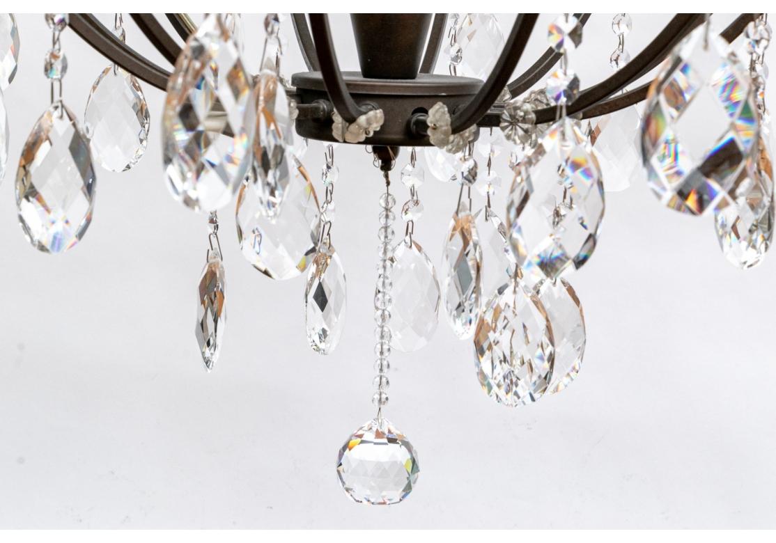 12 Light Wrought Iron And Crystal Chandelier For Sale 4