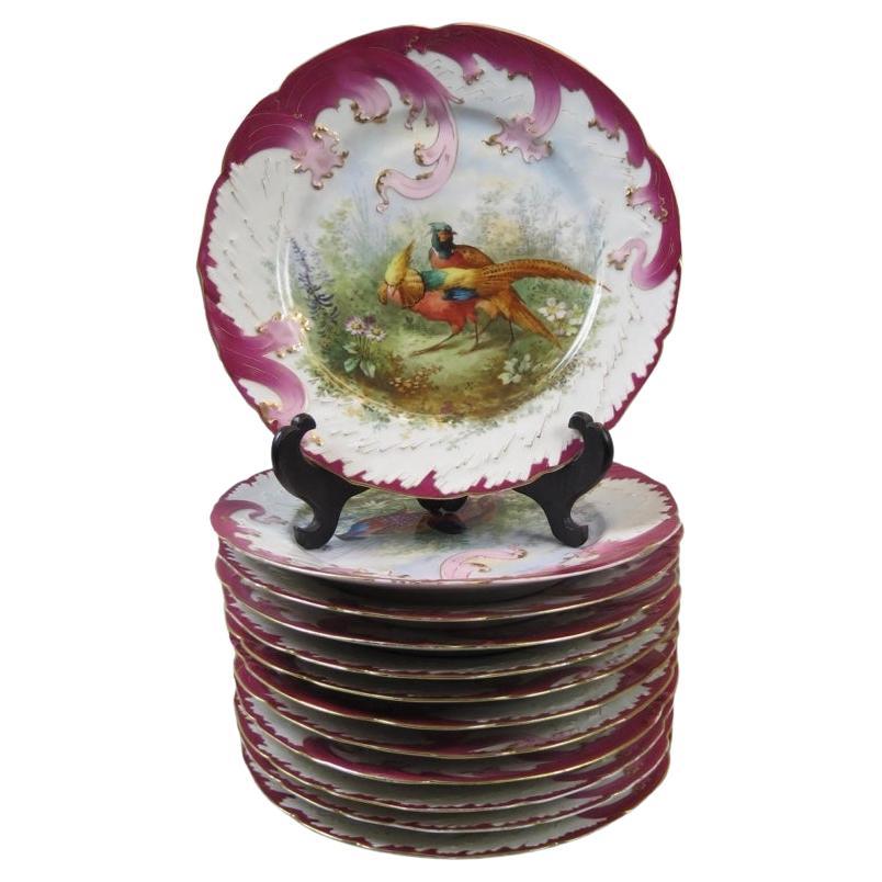 Set of Twelve Exquisite Limoges Game Bird Plates Marked Limoges France