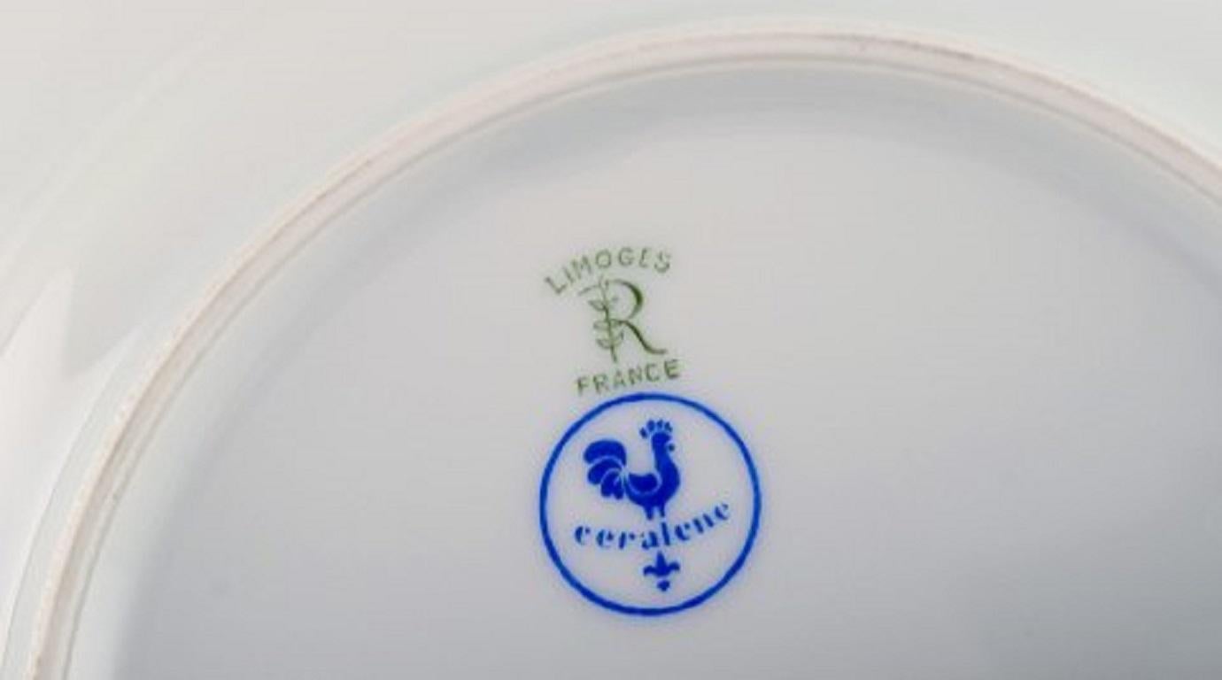 12 Limoges Porcelain Deep Plates with Hand-Painted Grapevines In Excellent Condition For Sale In Copenhagen, DK